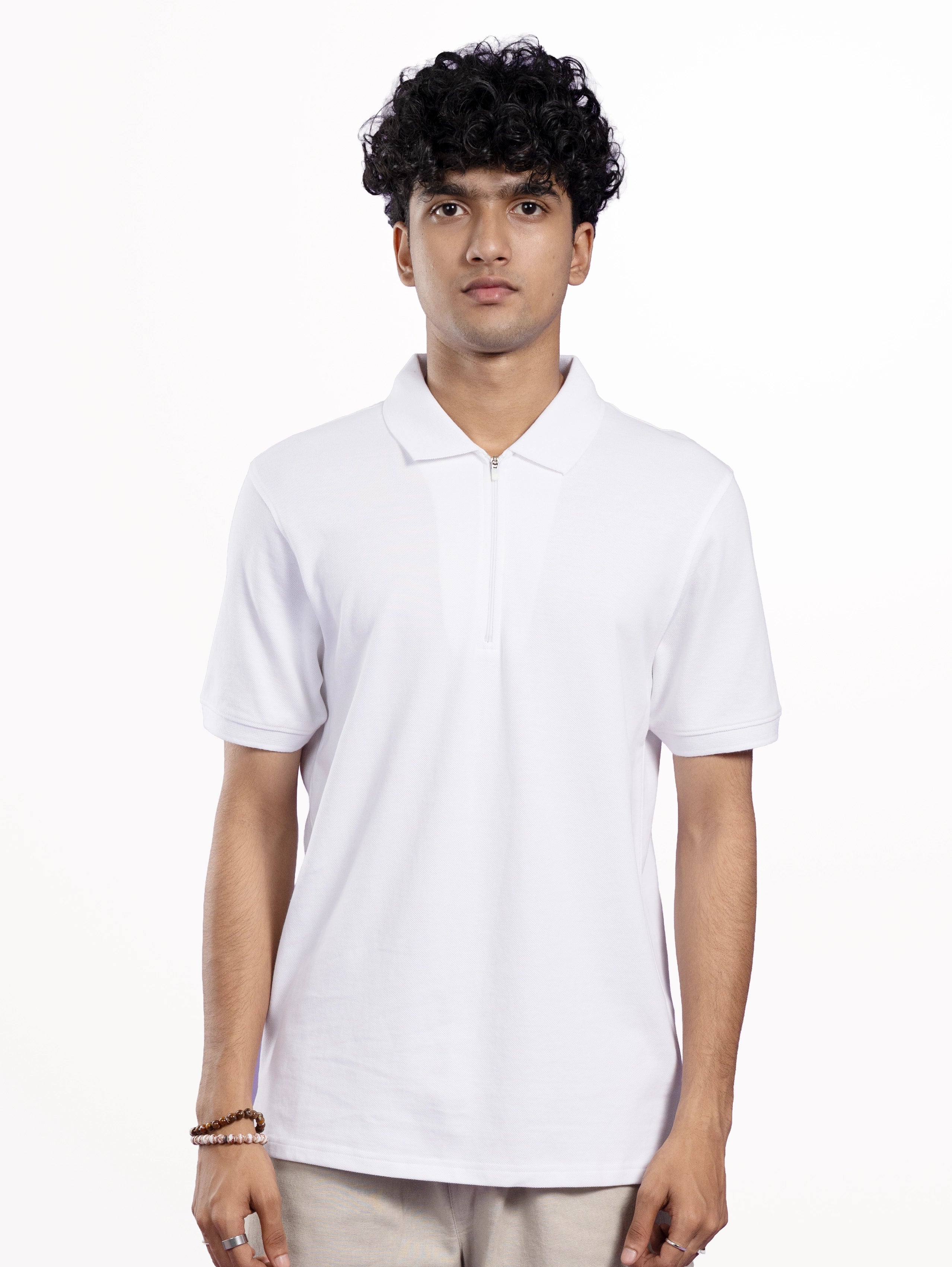 Custom Men’s Classic Zipper Polo - White