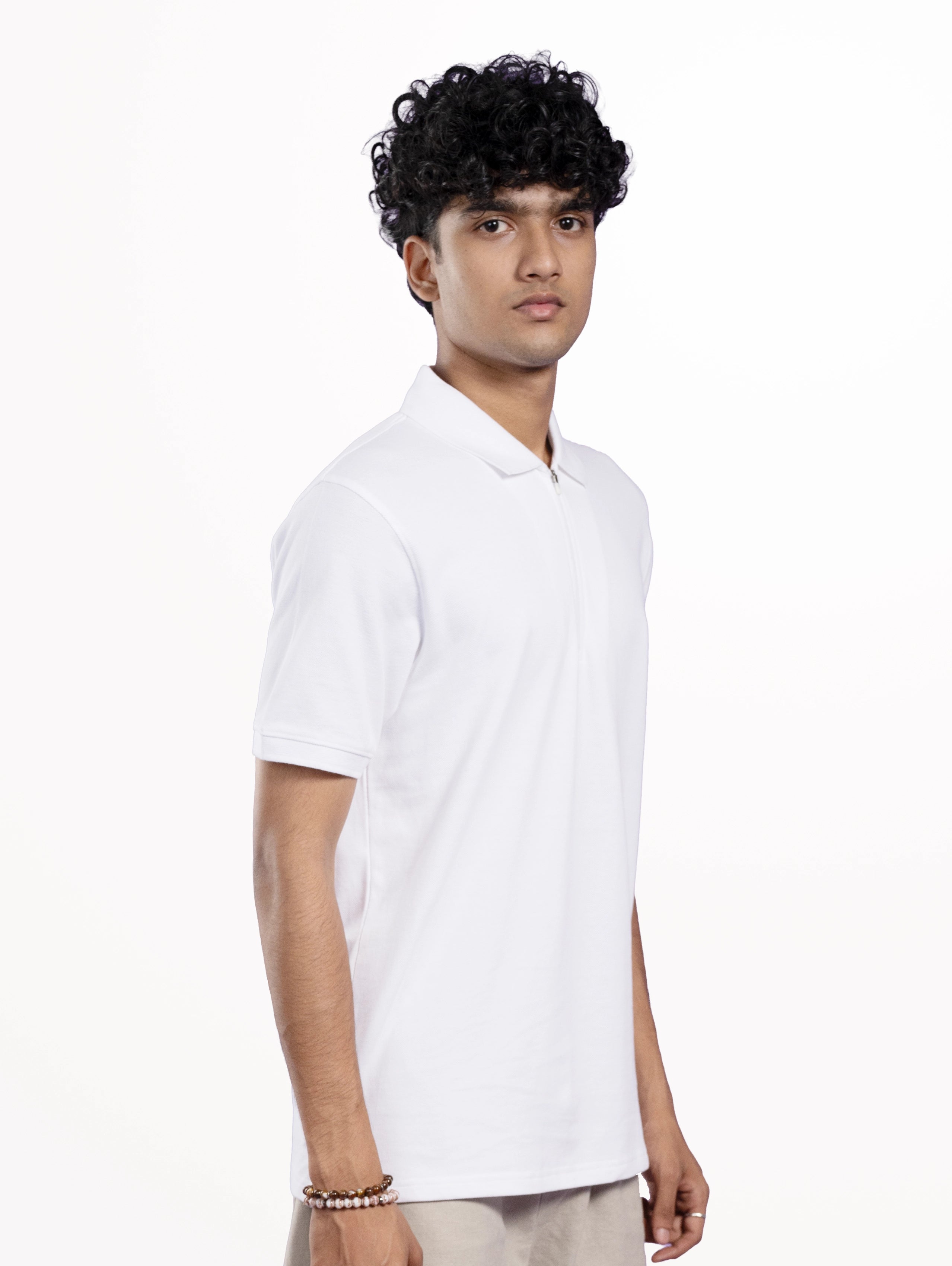 Custom Men’s Classic Zipper Polo - White