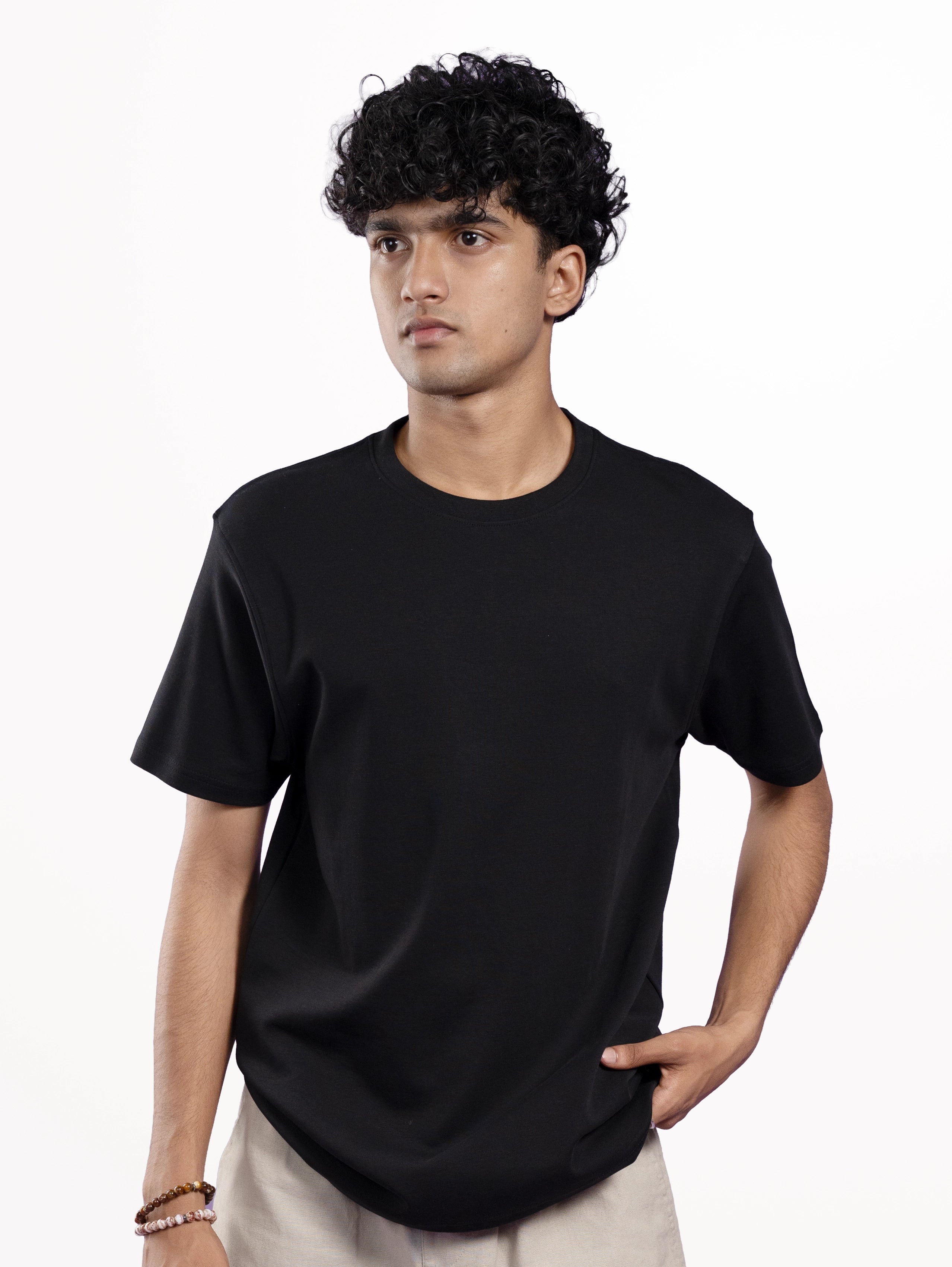 Custom Men’s Cotton Everyday Wear Round Neck Half Sleeve T-Shirt - Black