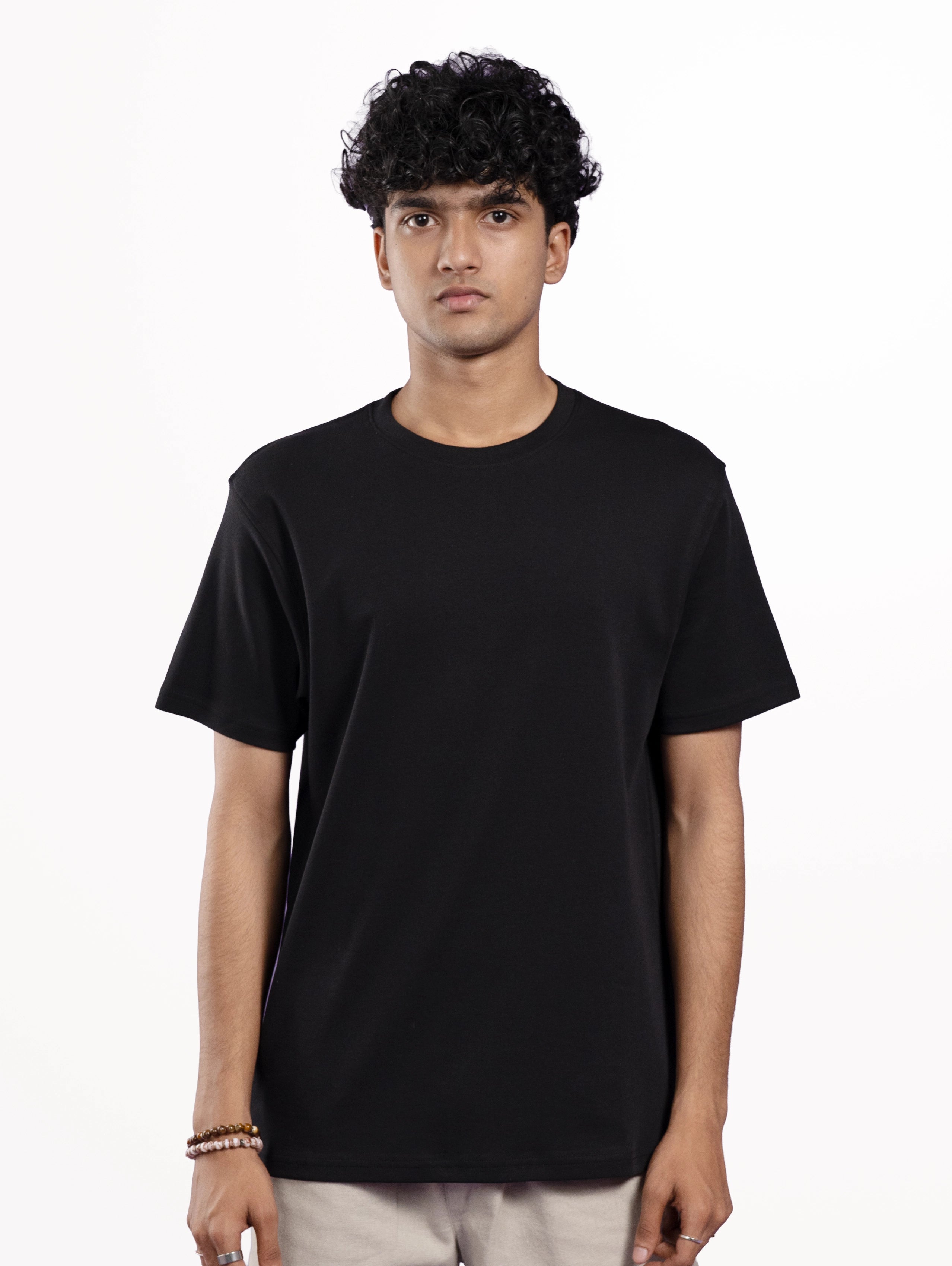 Custom Men’s Cotton Everyday Wear Round Neck Half Sleeve T-Shirt - Black