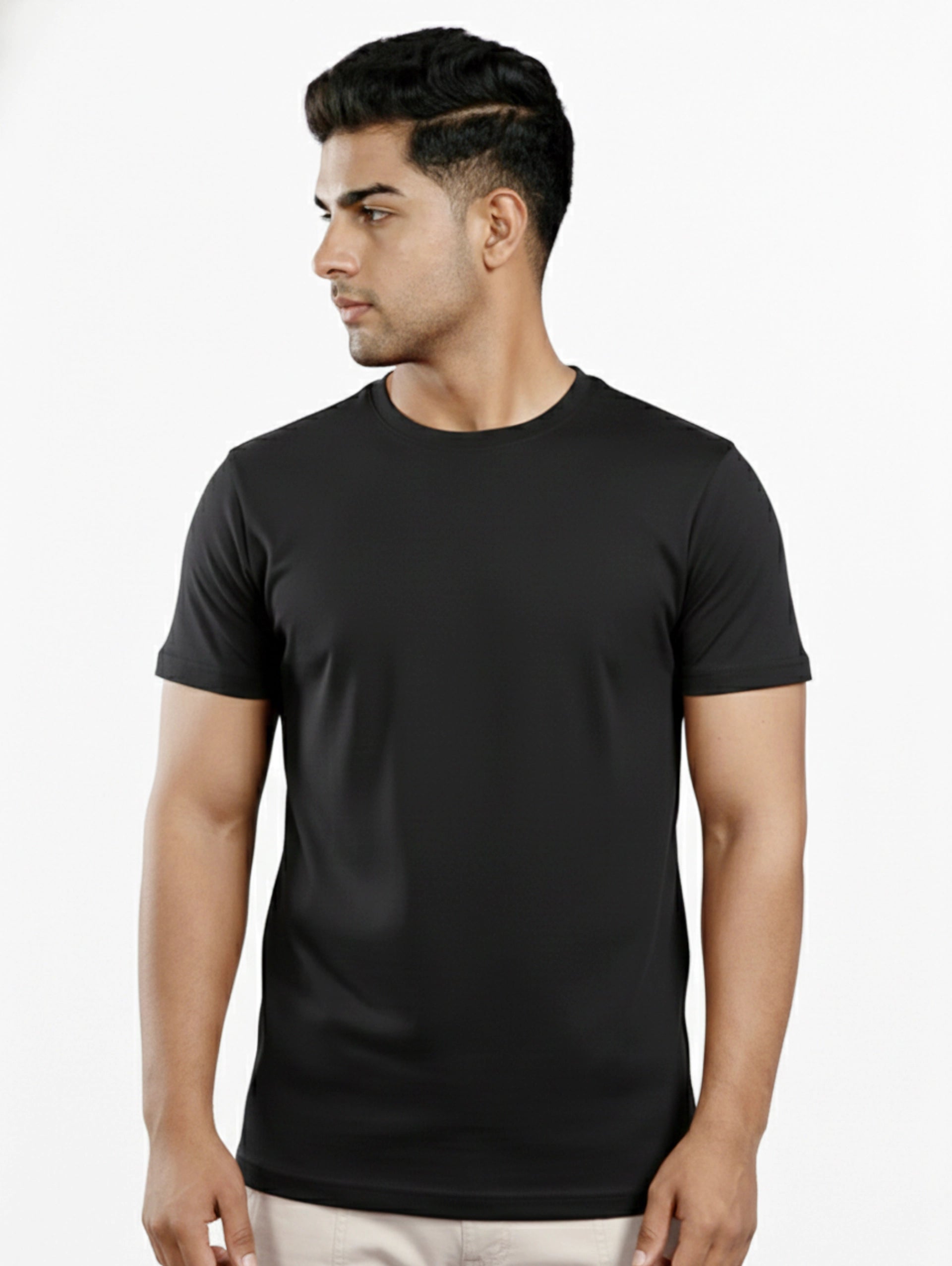 Custom Men’s Cotton Regular Fit Round Neck Half Sleeve T-Shirt - Black