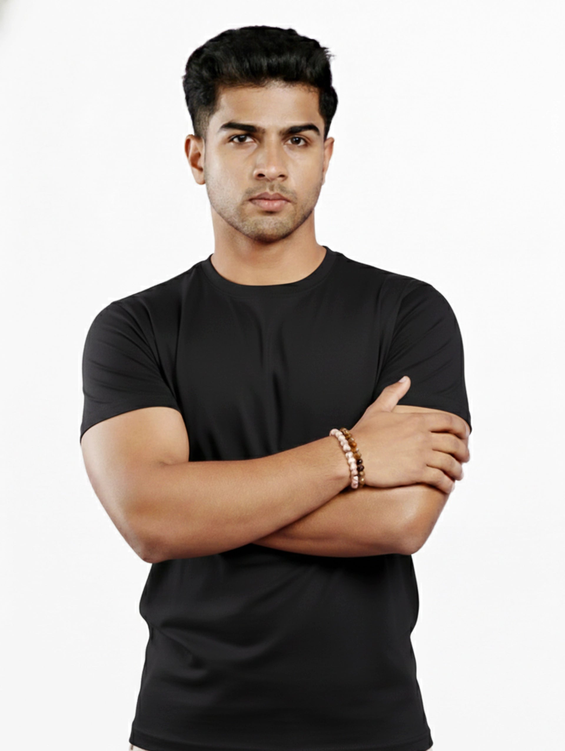 Custom Men’s Cotton Regular Fit Round Neck Half Sleeve T-Shirt - Black