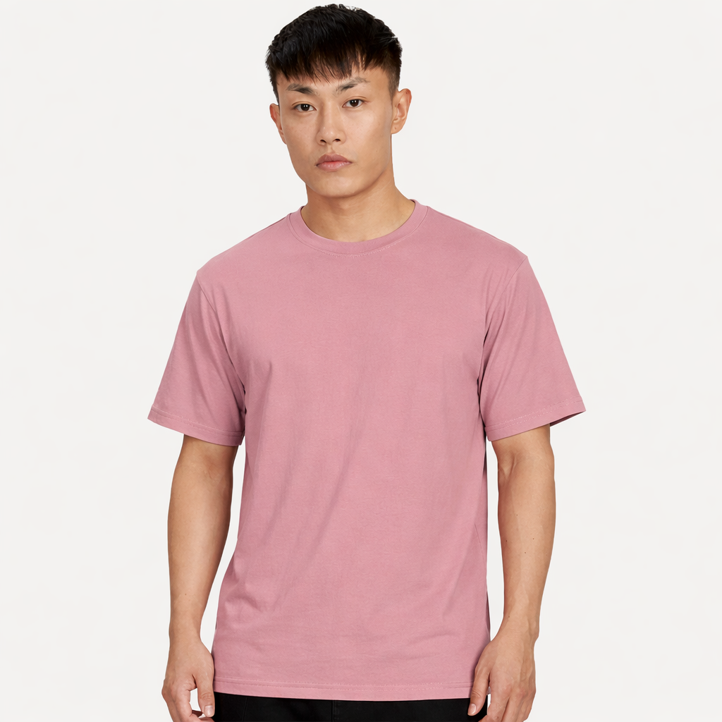 Custom Men’s Cotton Regular Fit Round Neck Half Sleeve T-Shirt - Dusty Pink