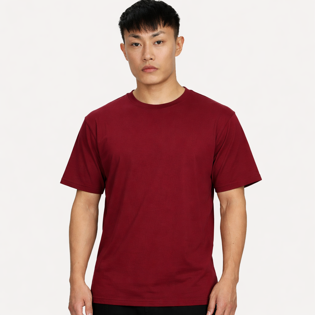 Custom Men’s Cotton Regular Fit Round Neck Half Sleeve T-Shirt - Maroon