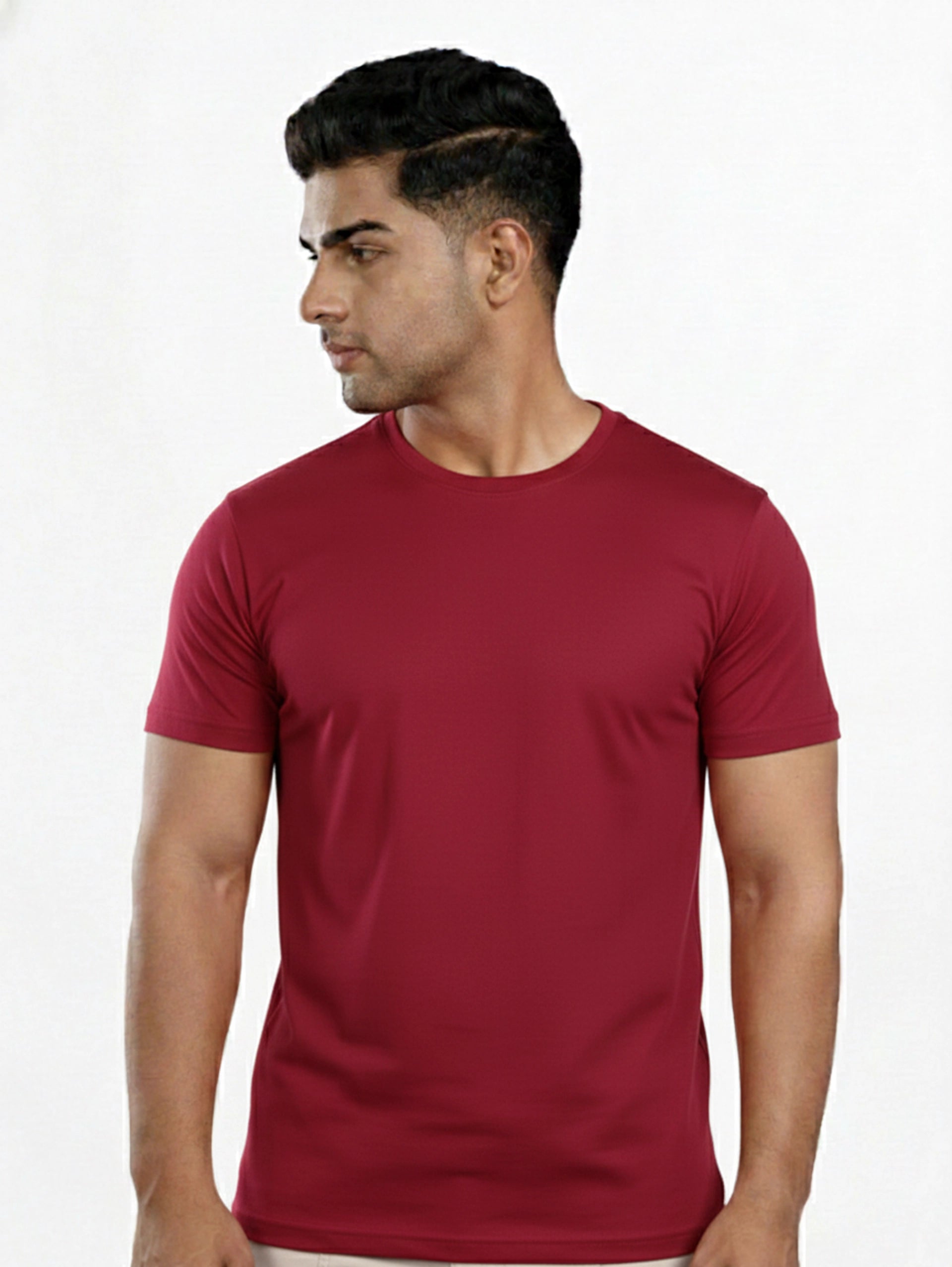 Custom Men’s Cotton Regular Fit Round Neck Half Sleeve T-Shirt - Maroon