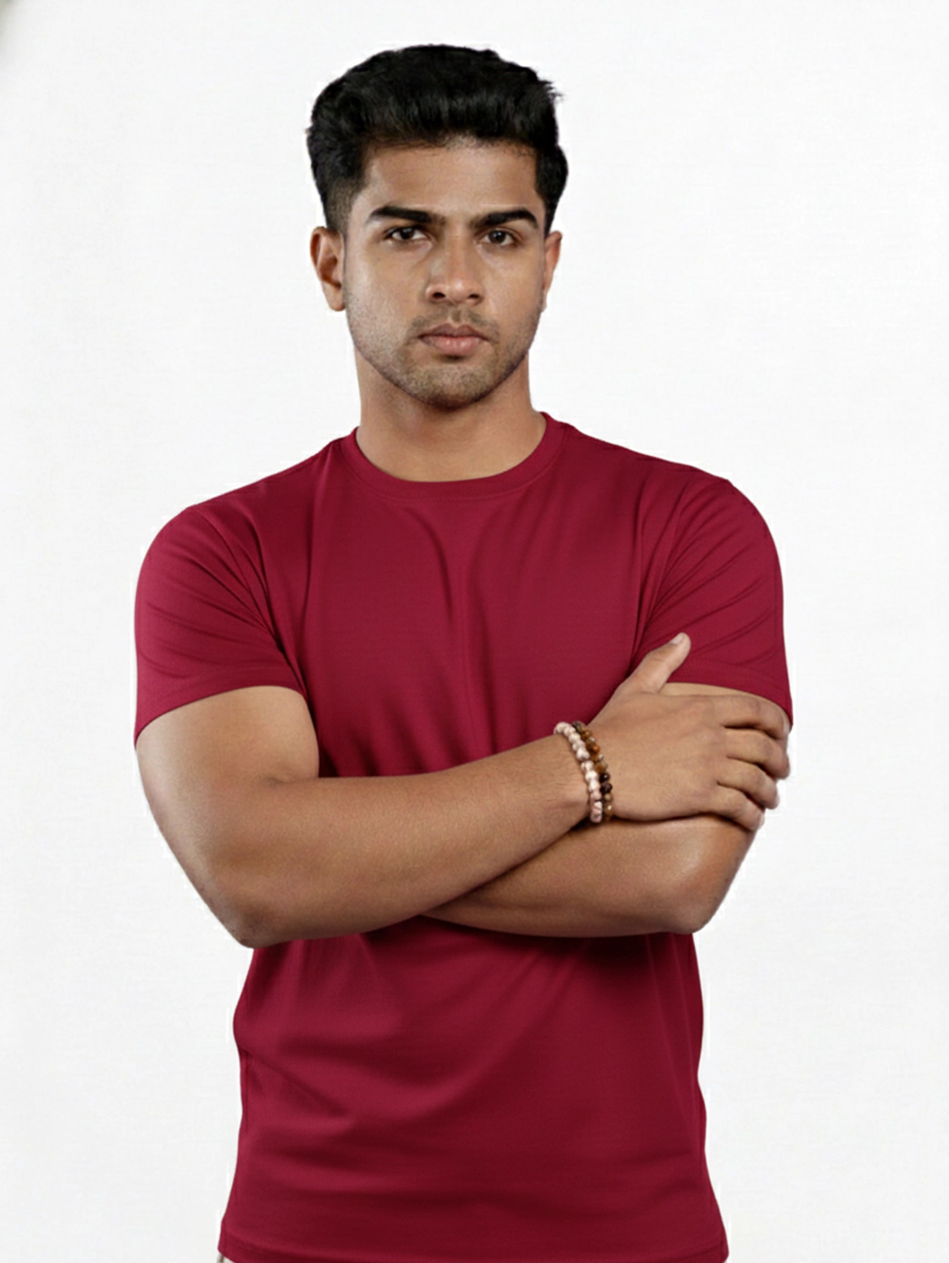 Custom Men’s Cotton Regular Fit Round Neck Half Sleeve T-Shirt - Maroon