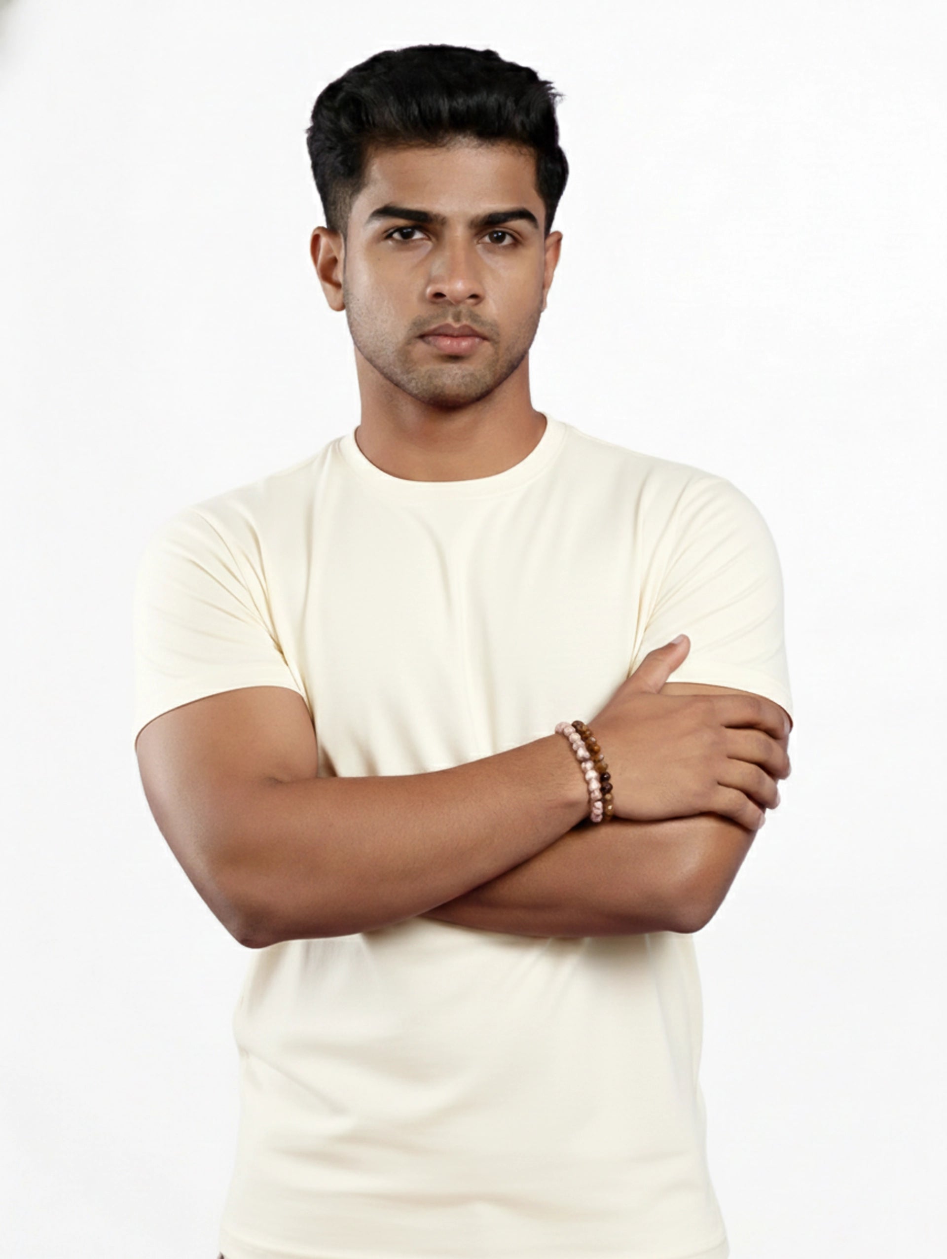 Custom Men’s Cotton Regular Fit Round Neck Half Sleeve T-Shirt - Off White