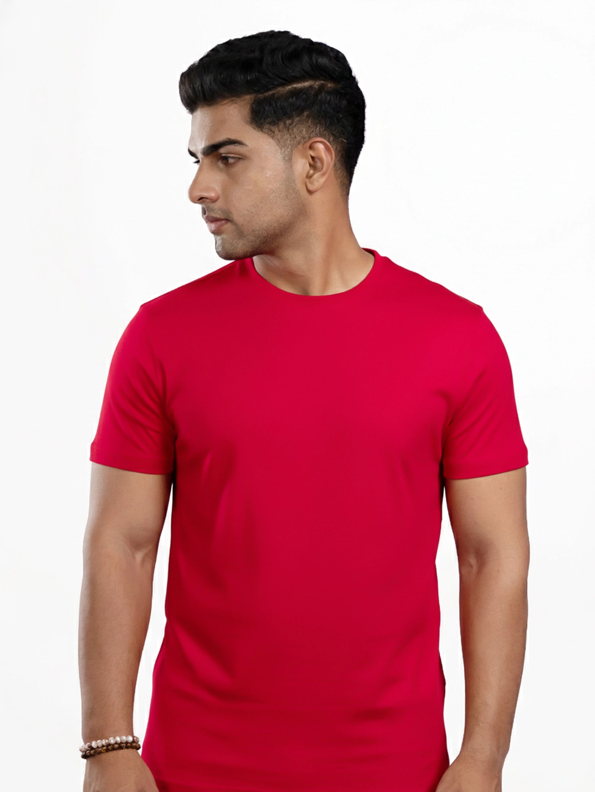 Custom Men’s Cotton Regular Fit Round Neck Half Sleeve T-Shirt - Red
