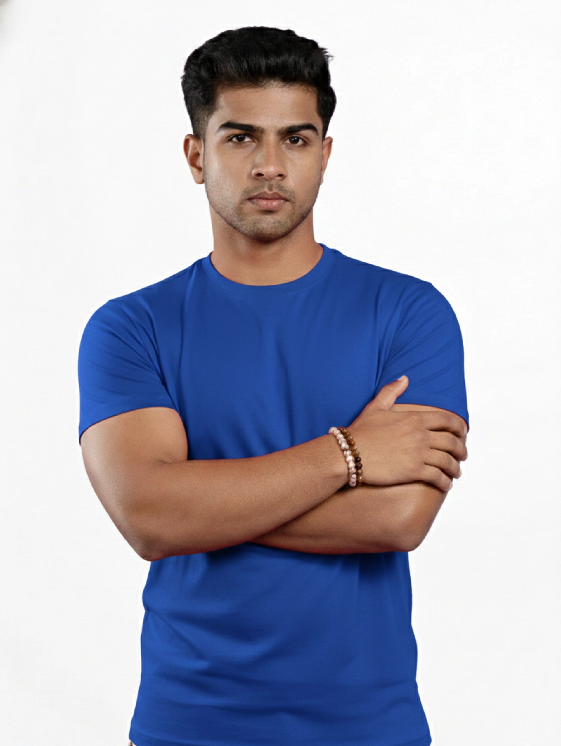 Custom Men’s Cotton Regular Fit Round Neck Half Sleeve T-Shirt - Royal Blue