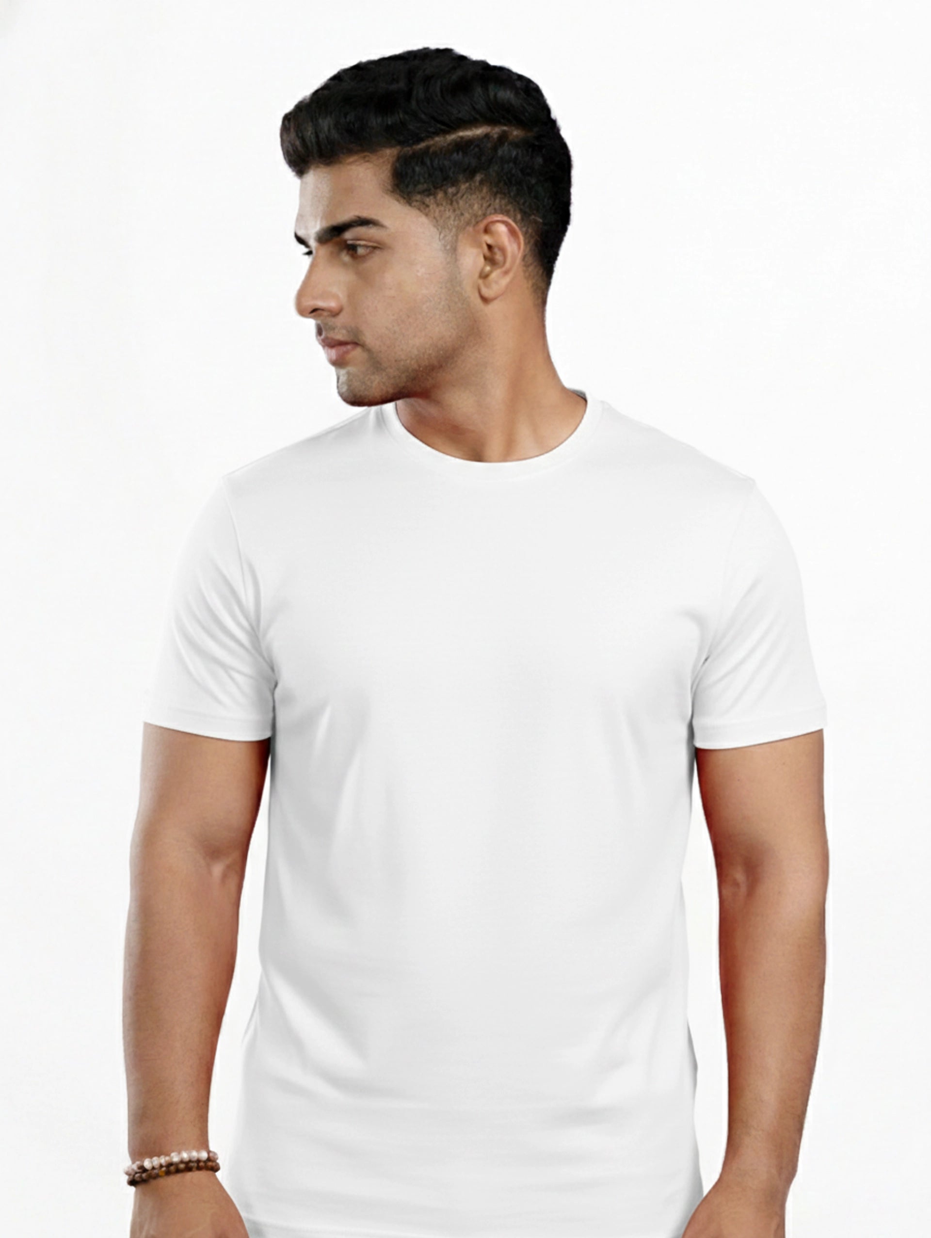 Custom Men’s Cotton Regular Fit Round Neck Half Sleeve T-Shirt - White