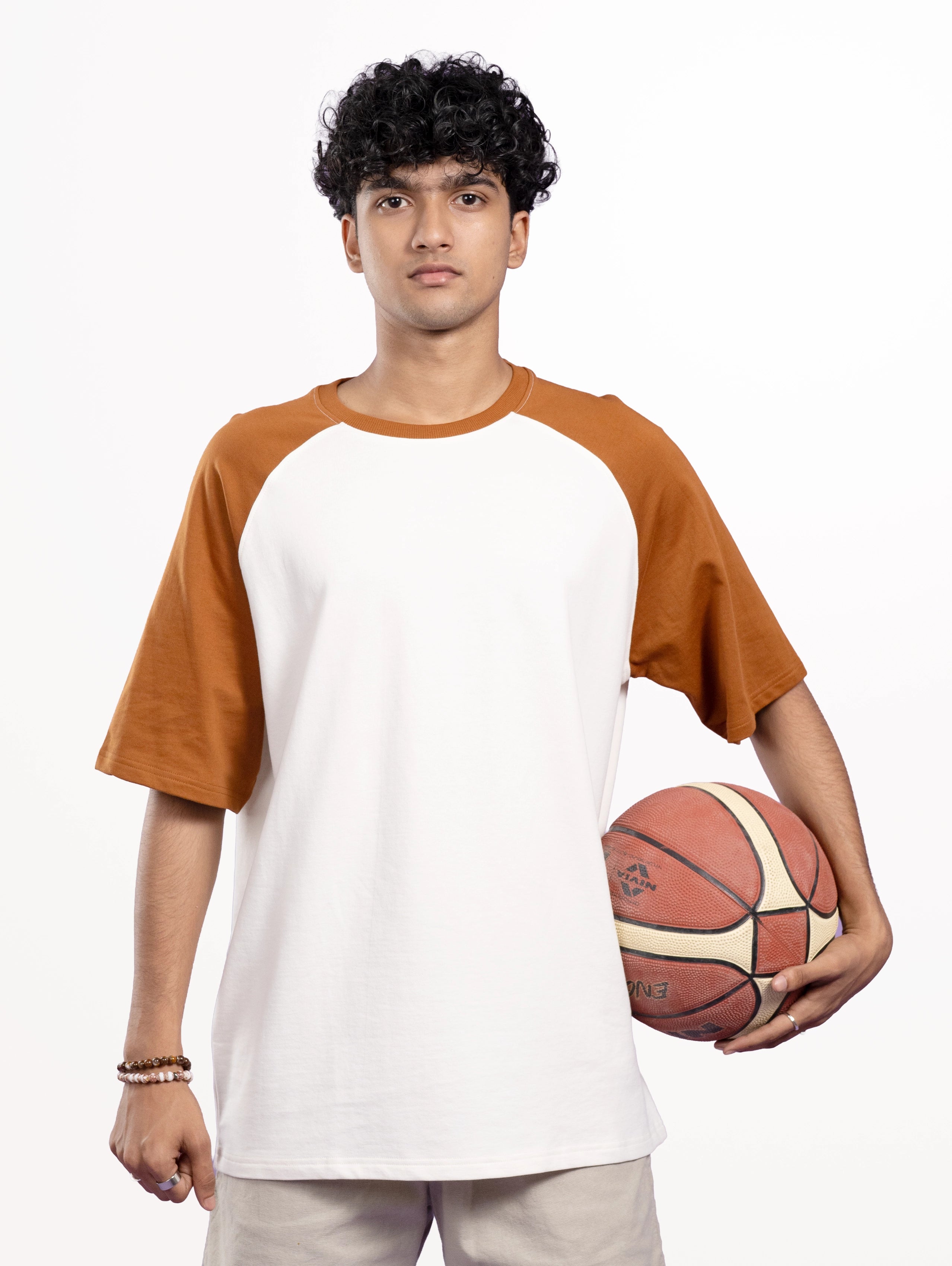 Custom Men’s Cozy Knit Raglan Oversized Round Neck Half Sleeve T-Shirt - Off White