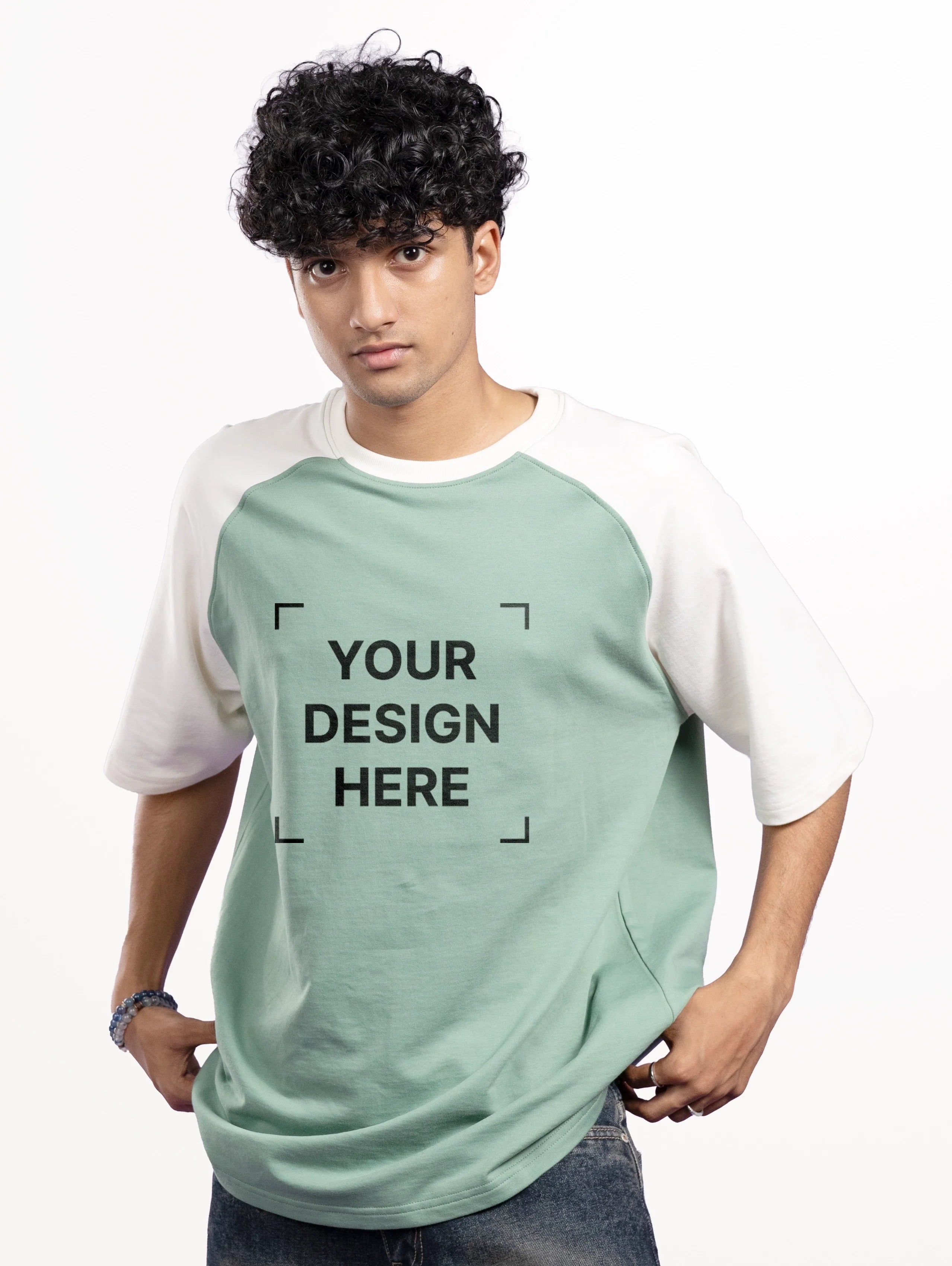 French Terry Raglan Sleeve Oversized T-Shirt - Pista