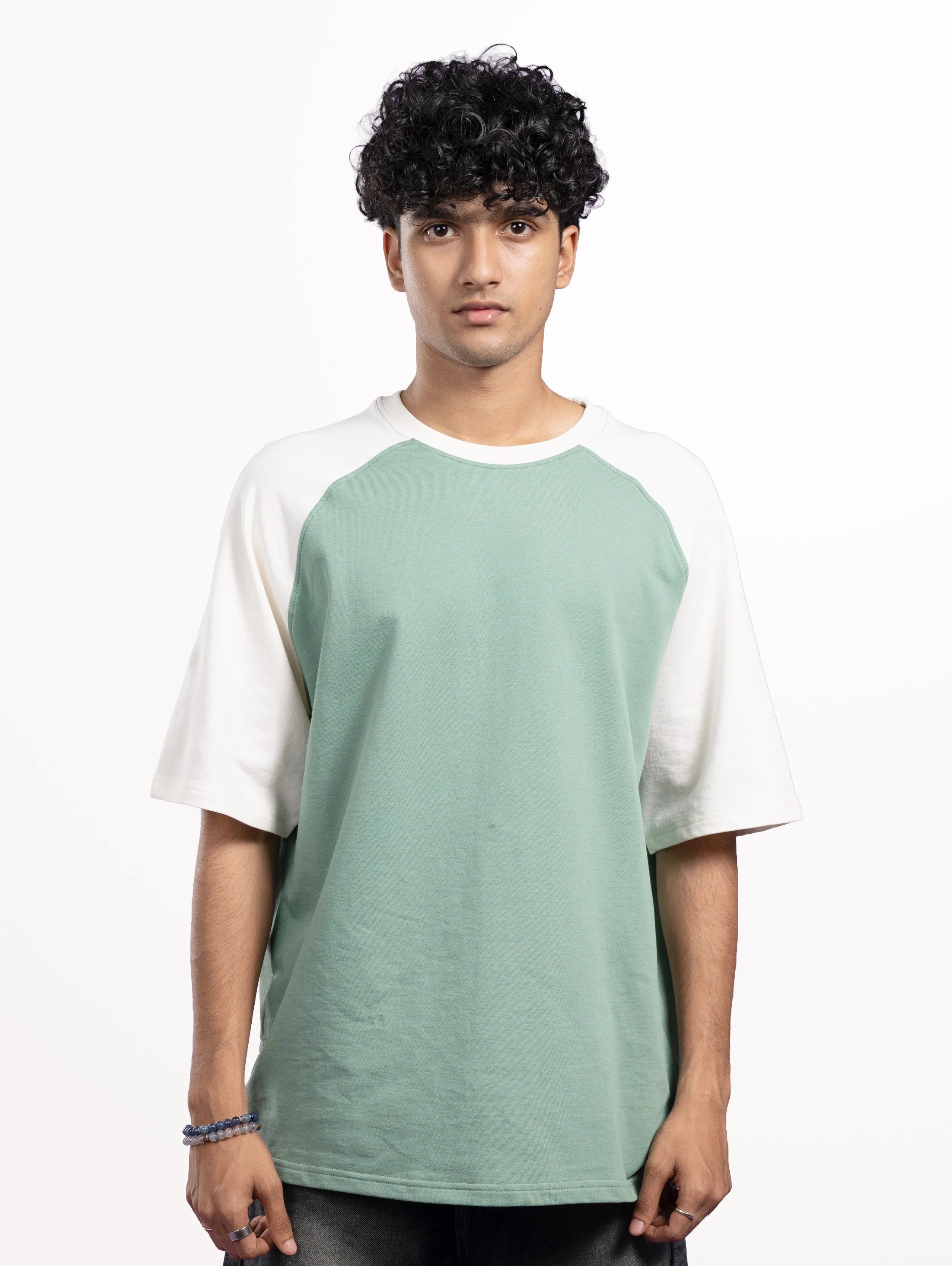French Terry Raglan Sleeve Oversized T-Shirt - Pista