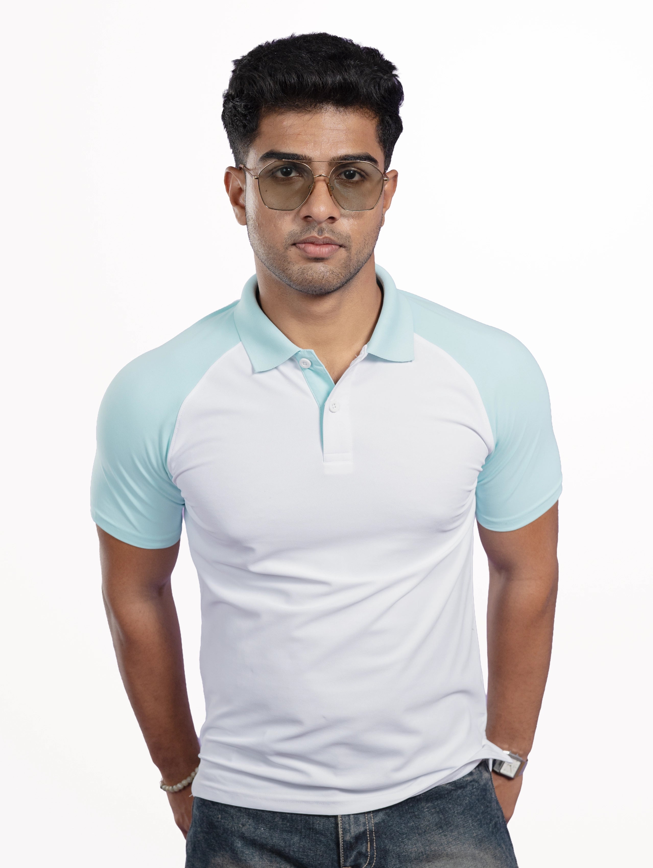Custom Men’s Raglan Sleeve Performance Polo - White