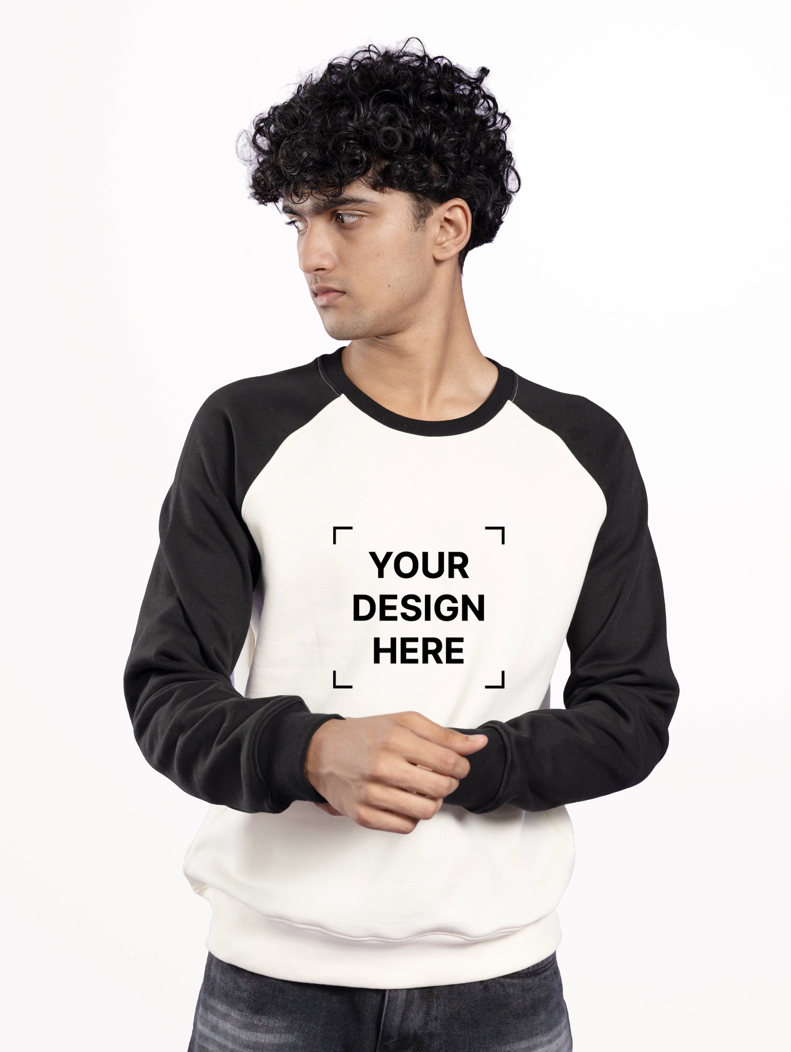 Custom Men’s Raglan Sleeve Premium Sweatshirt - Off-White