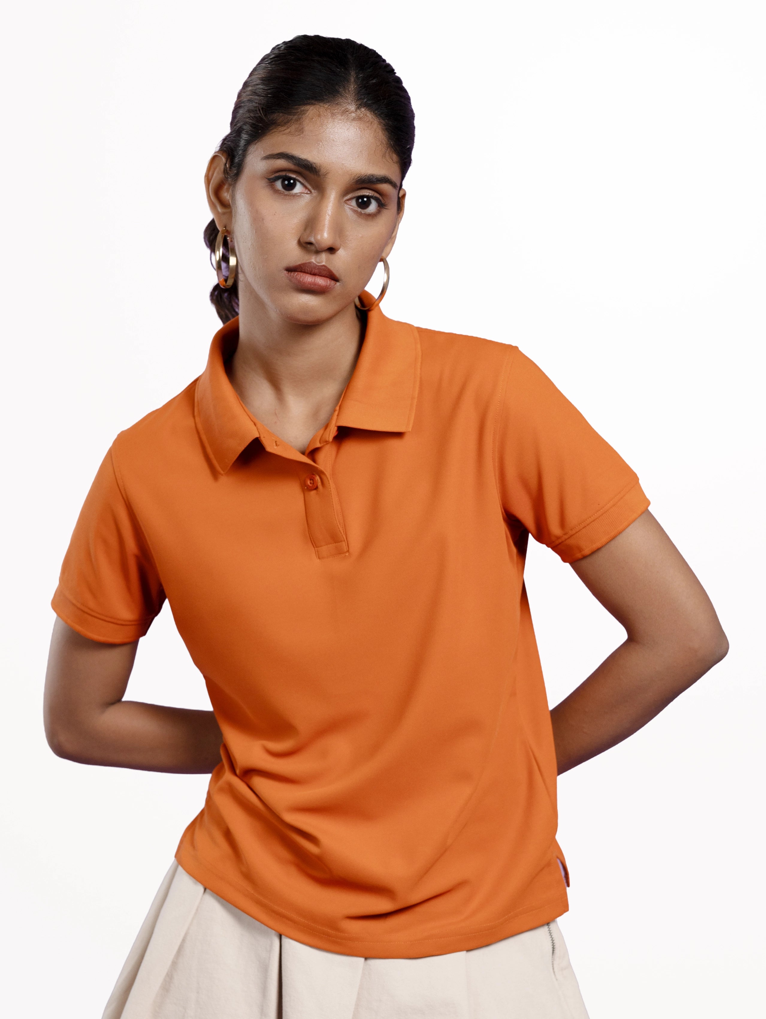 Custom Women's Performance Polo - Woody Orange