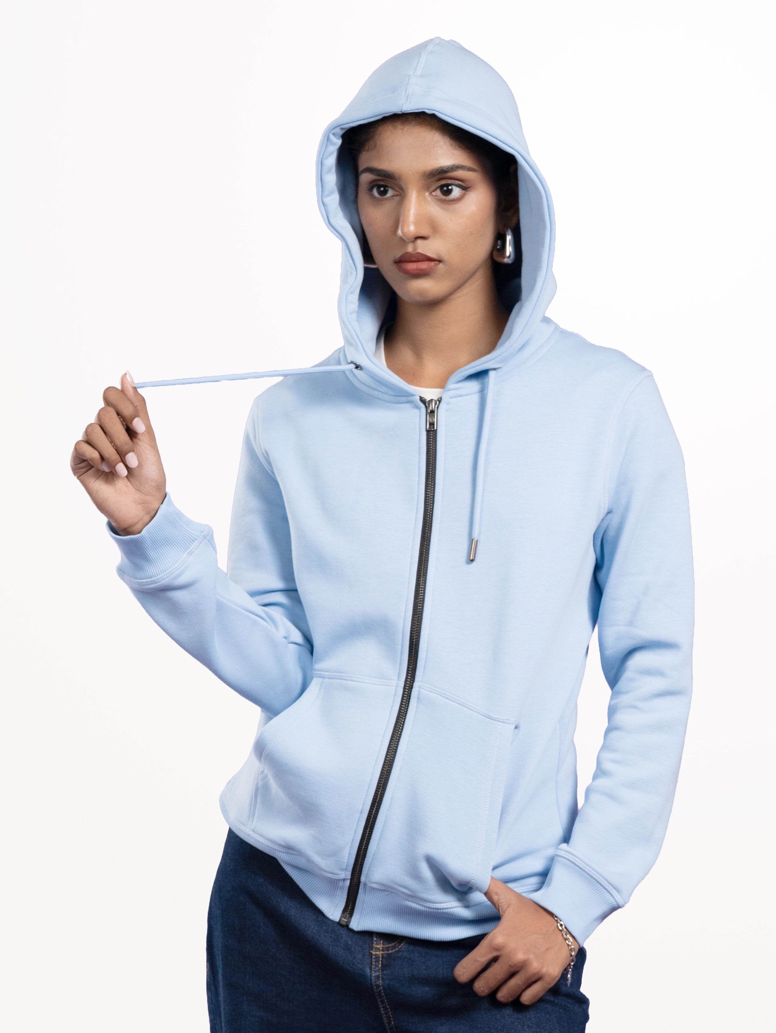 Custom Women's Premium Zipper Hoodie - Sky Blue