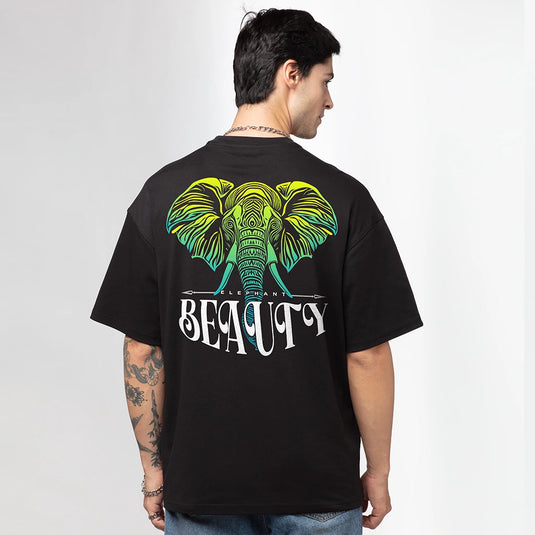 Elephant Beauty Men's Oversized Graphic Printed T-Shirt