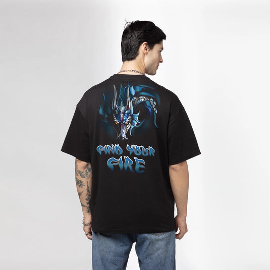 Find Your Fire Graphic Printed Oversized T-Shirt for Men