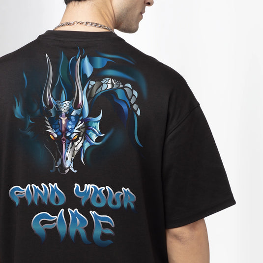 Find Your Fire Graphic Printed Oversized T-Shirt for Men