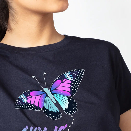Sky is the Limit Butterfly Graphic Printed Croptop for Women