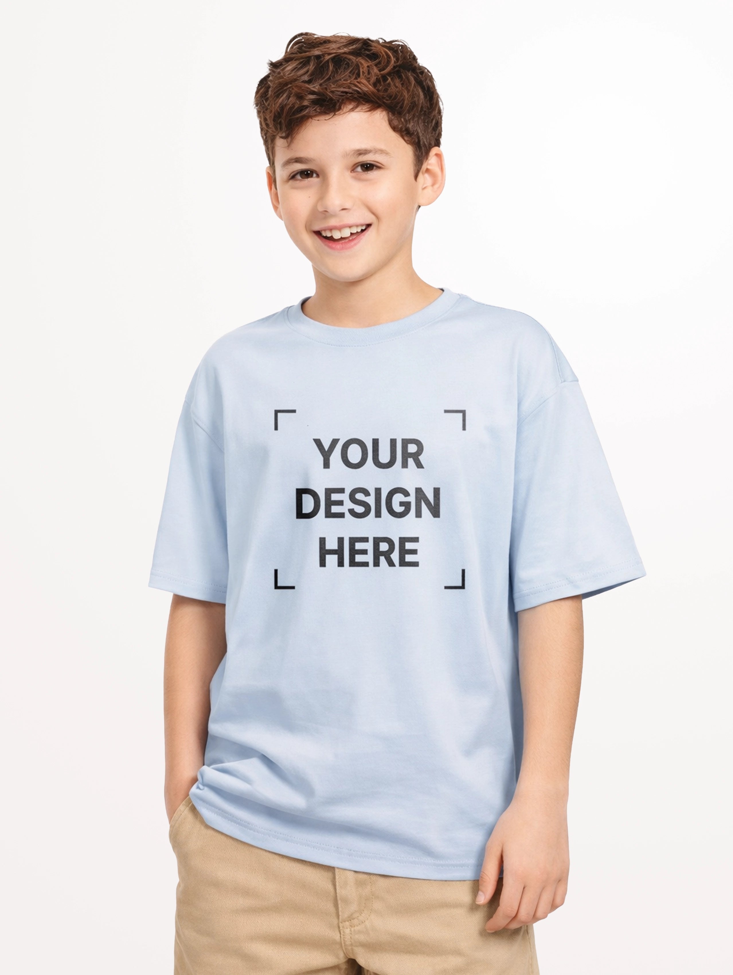 Junior's French Terry Oversized T-Shirt - Sky Blue