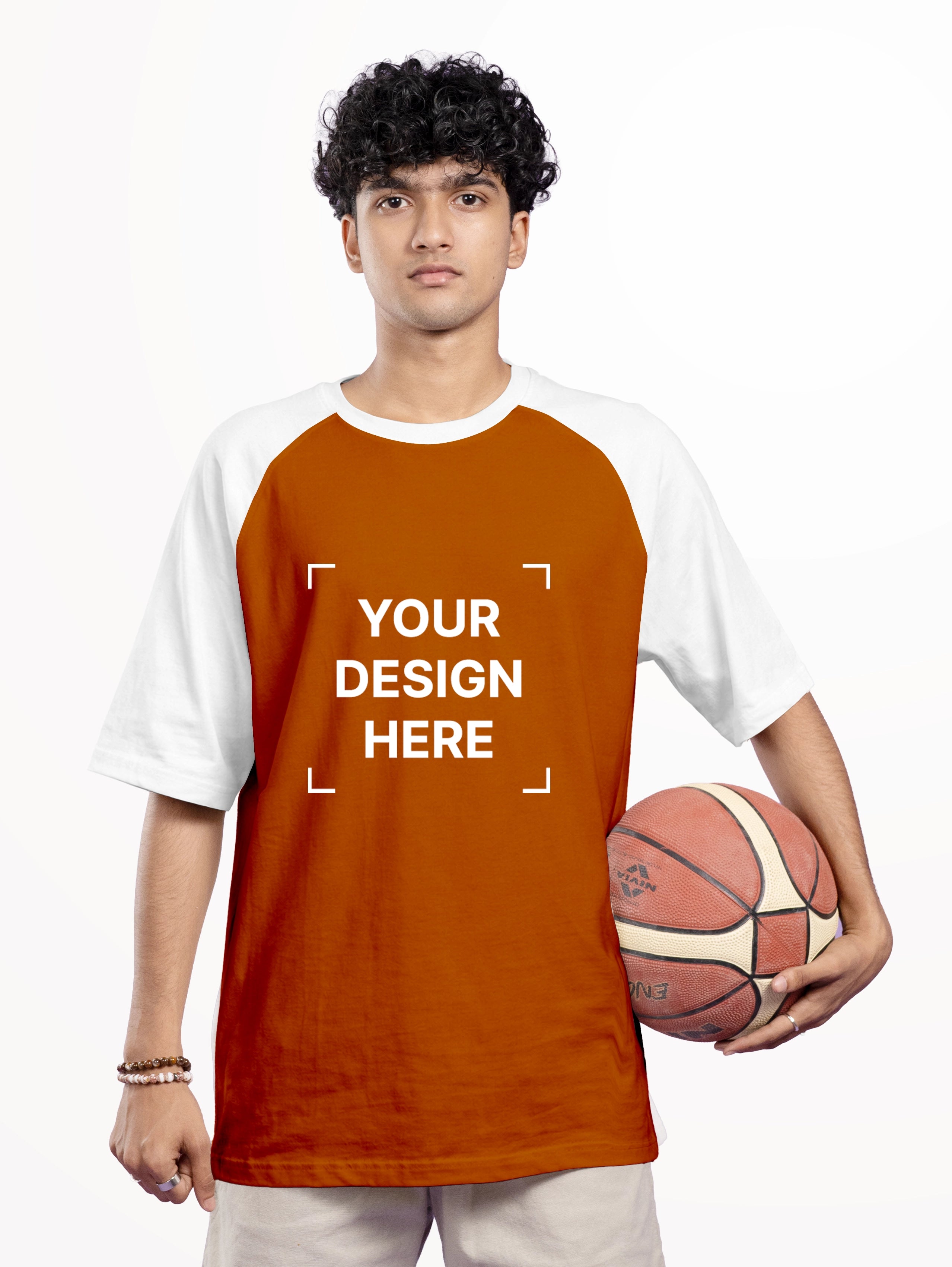 French Terry Raglan Sleeve Oversized T-Shirt - Brown