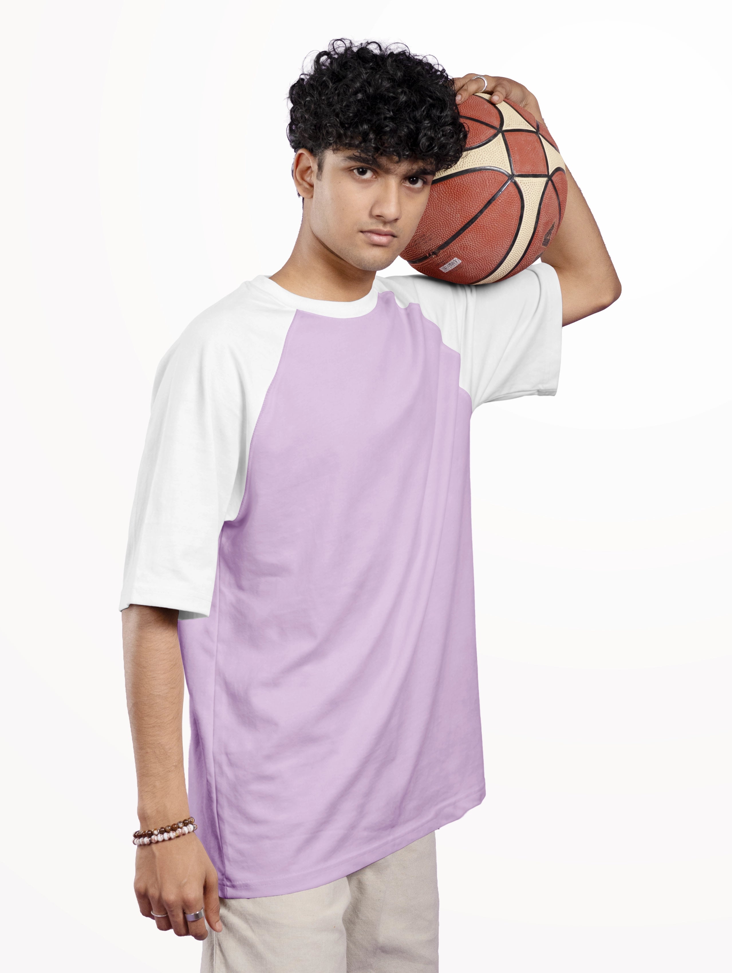 French Terry Raglan Sleeve Oversized T-Shirt - Lavender