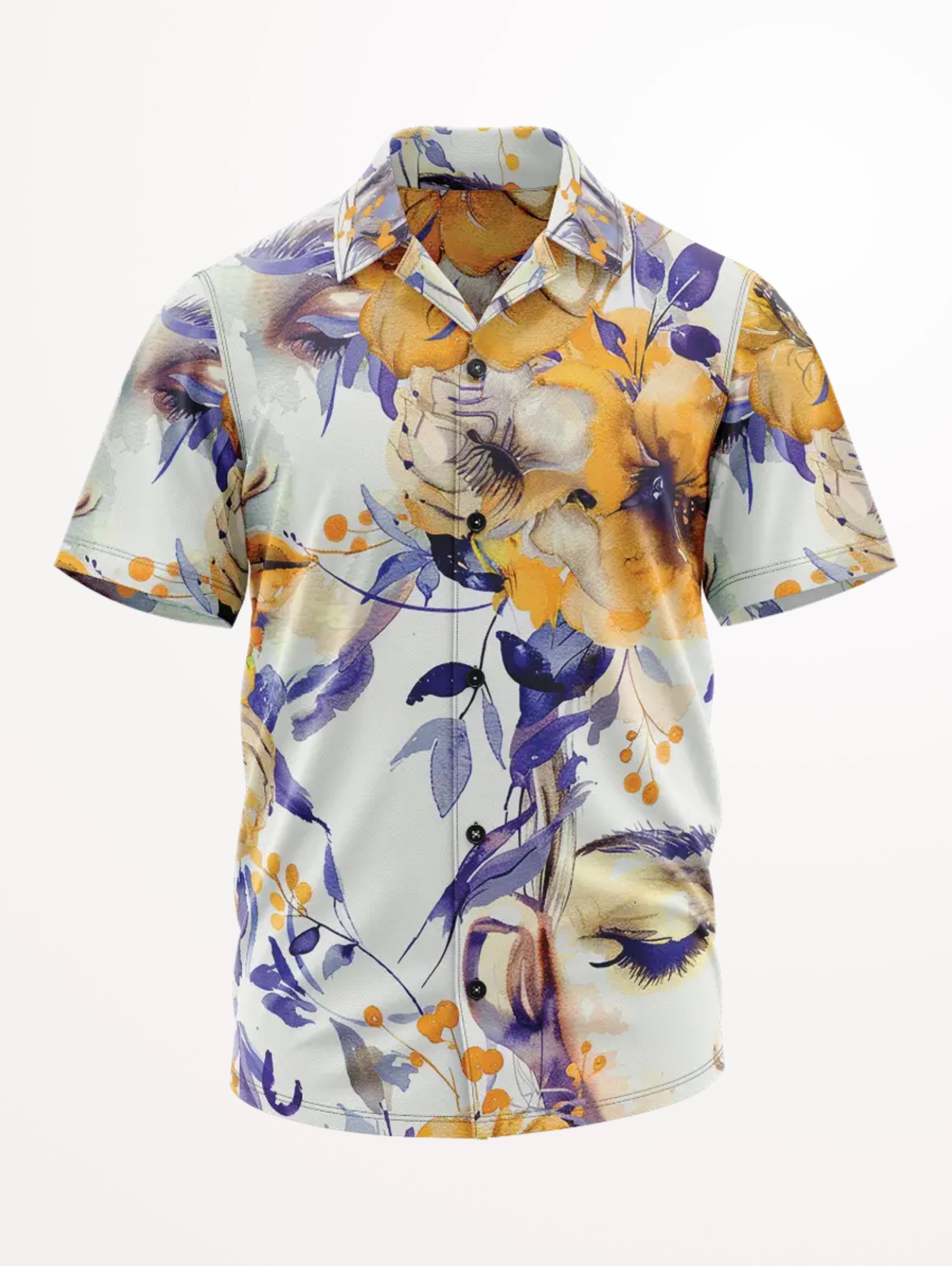 Golden Floral Cuban Collar Shirt