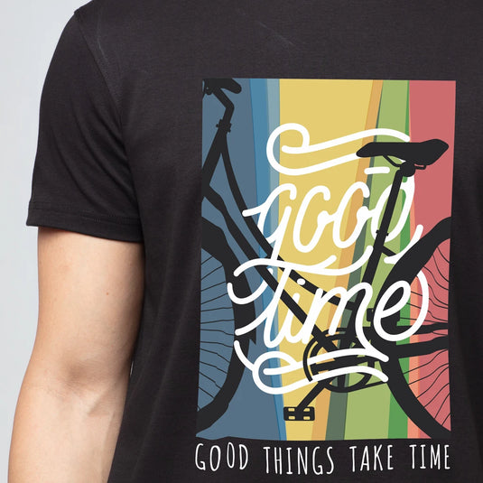 Good Time Graphic Design Printed Black T-Shirt for Men