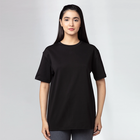 Hyenas Graphic Printed Black Oversized T-Shirt for Women