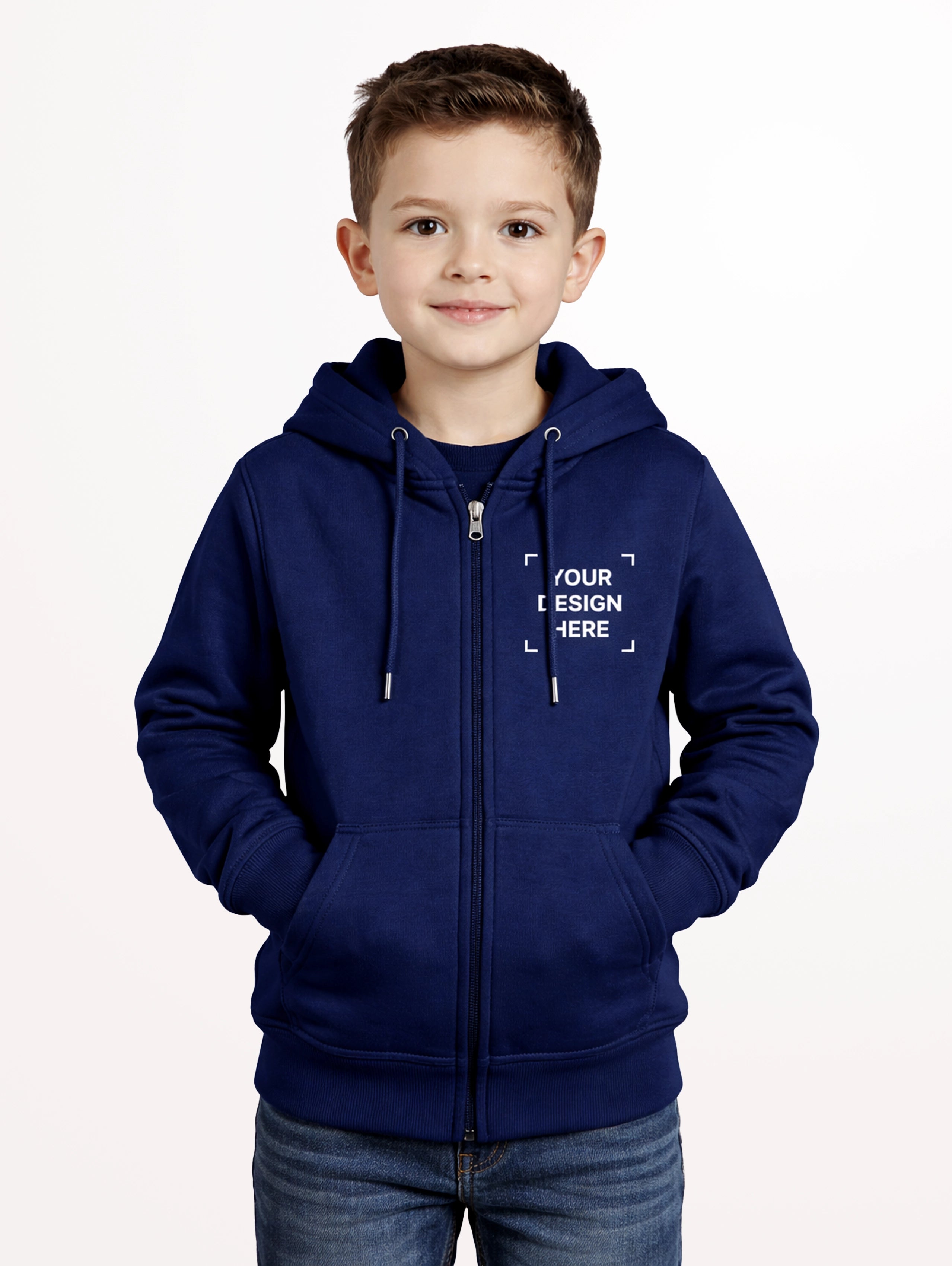 Junior's Blend Zipper Hoodie - Navy Blue