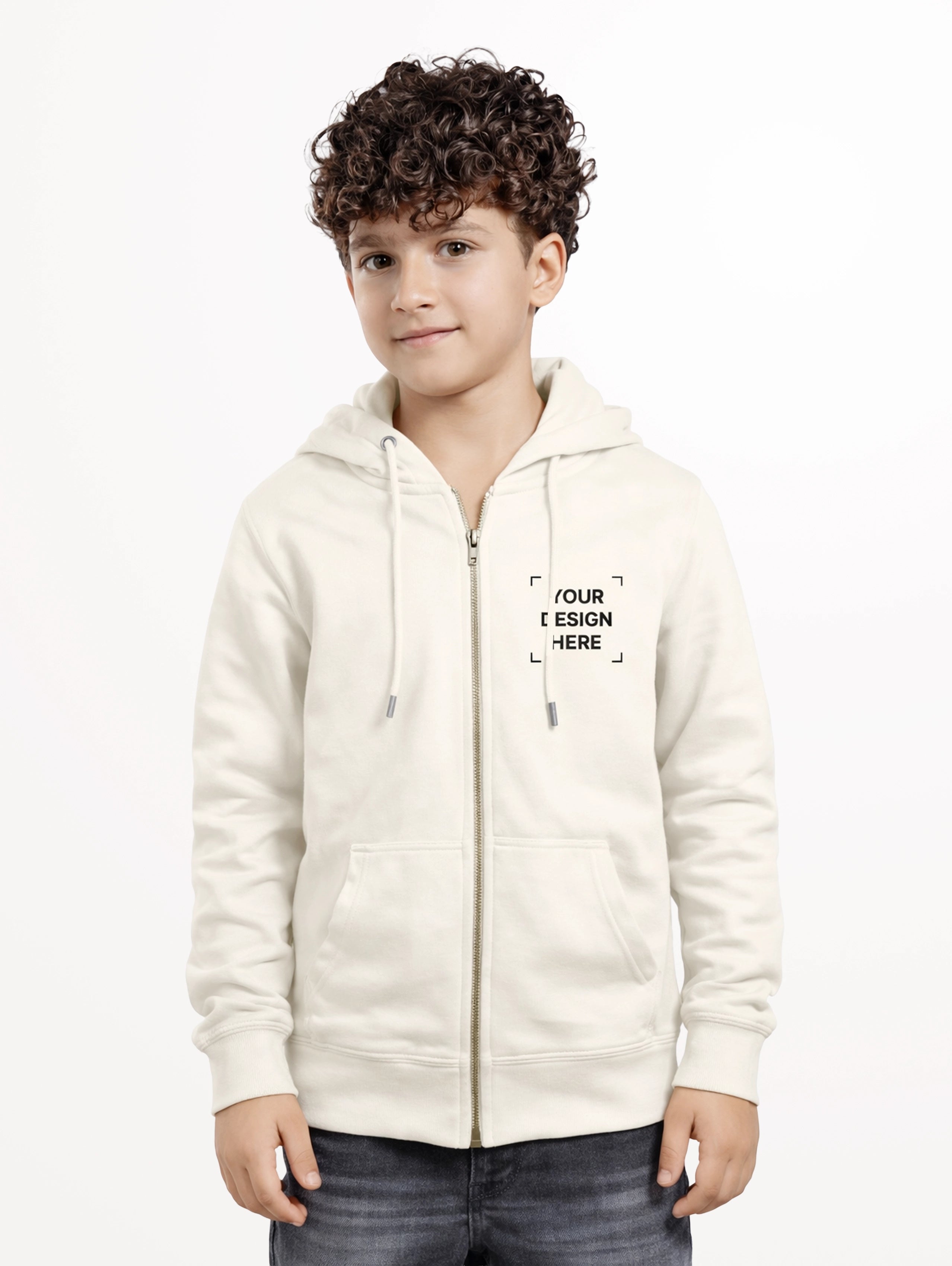 Junior's Blend Zipper Hoodie - Off-White