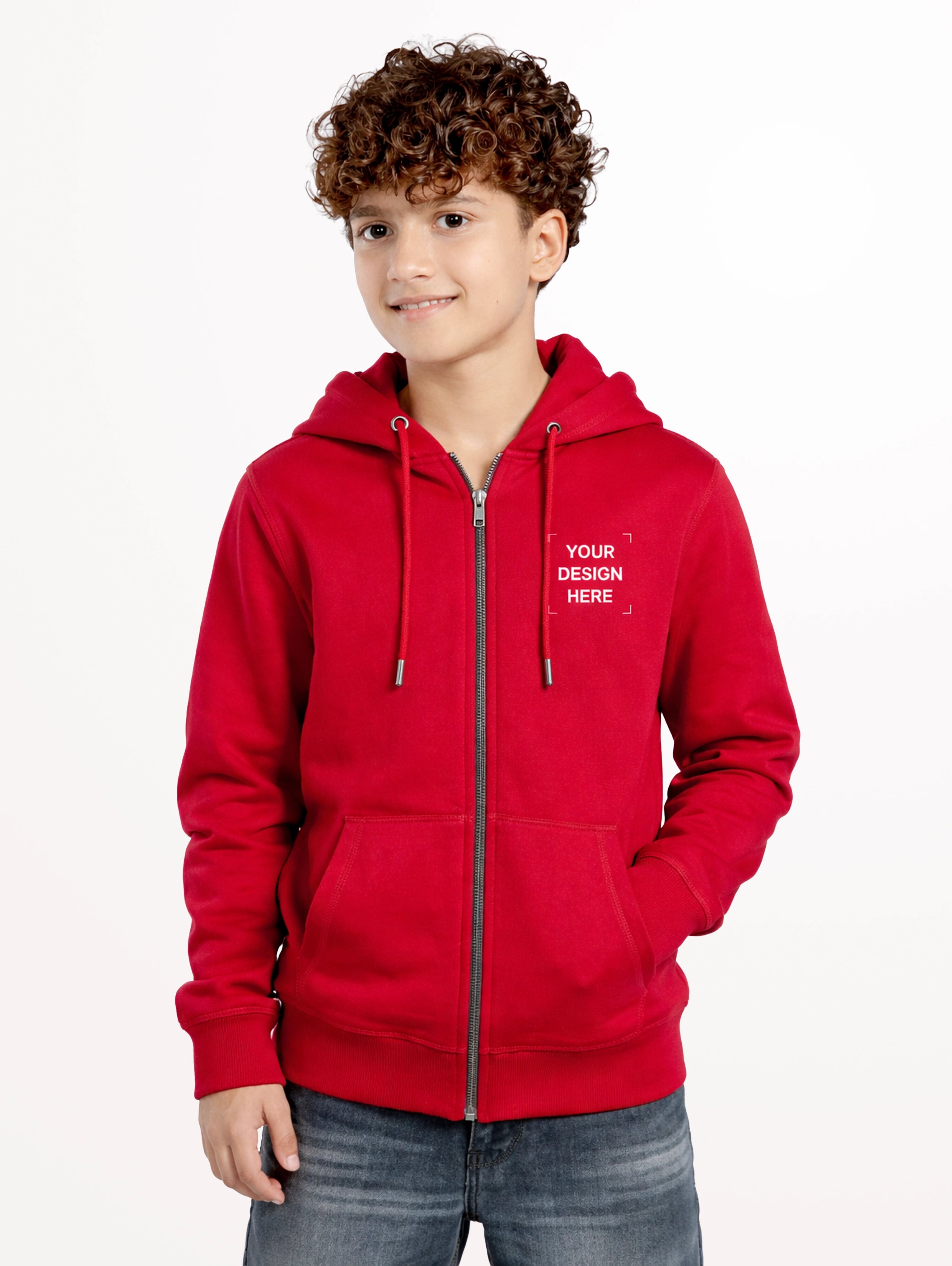 Junior's Blend Zipper Hoodie - Red