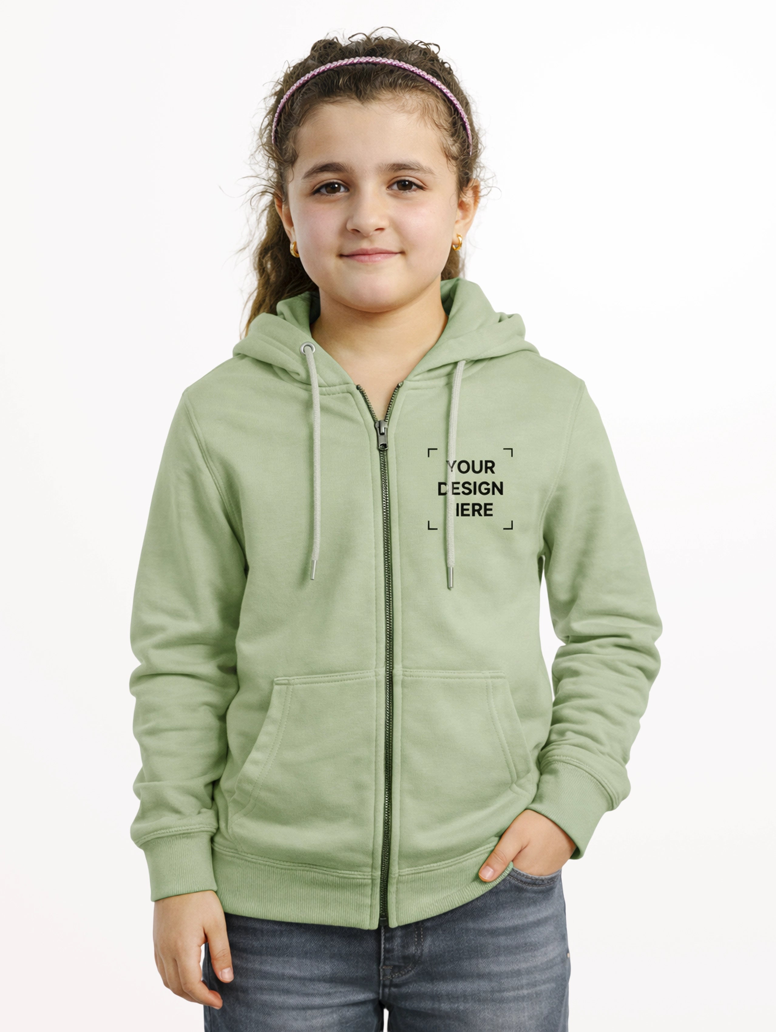 Junior's Blend Zipper Hoodie - Sage Green