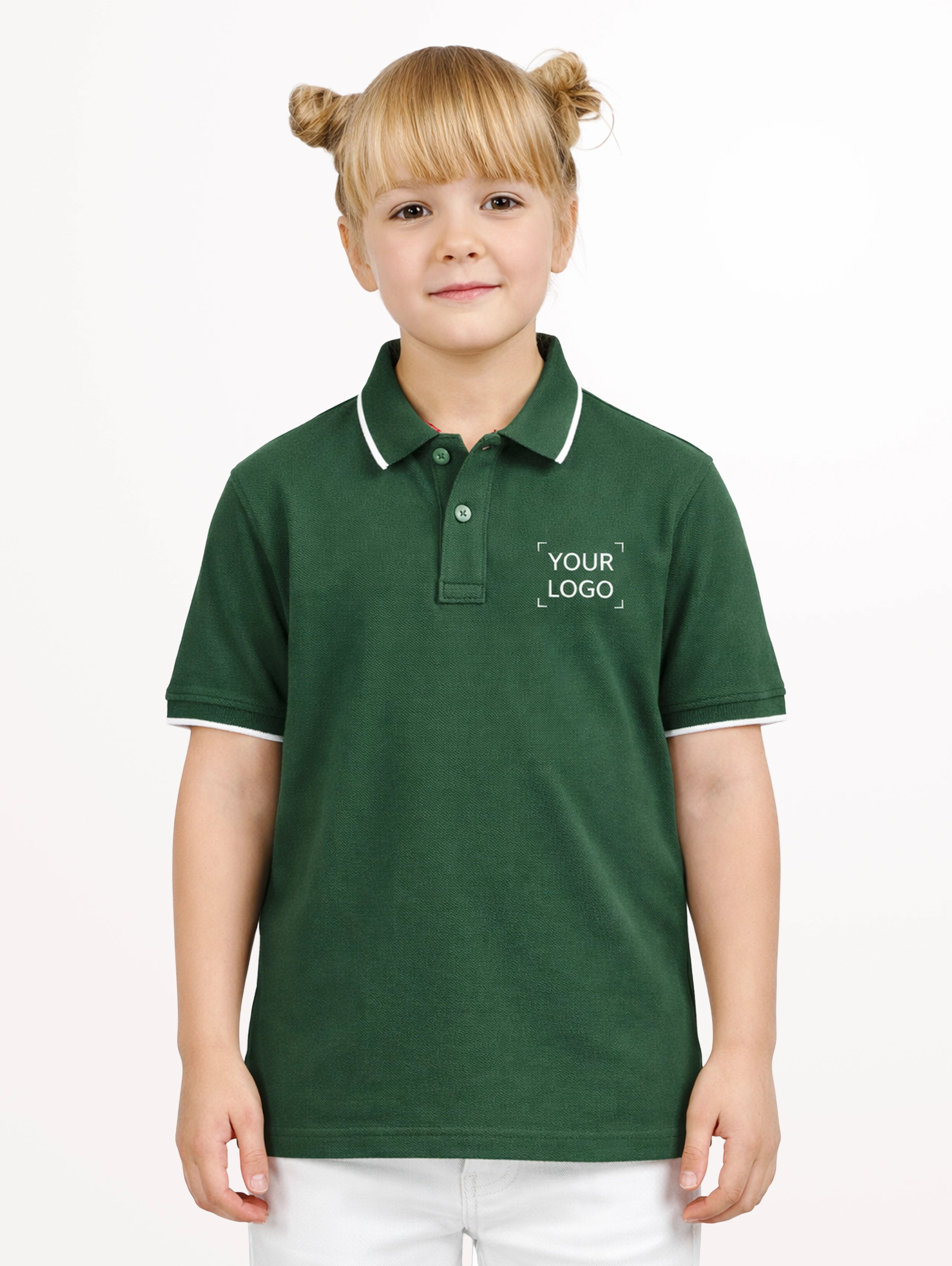 Junior's Cotton Polo With Tipping - Bottle Green