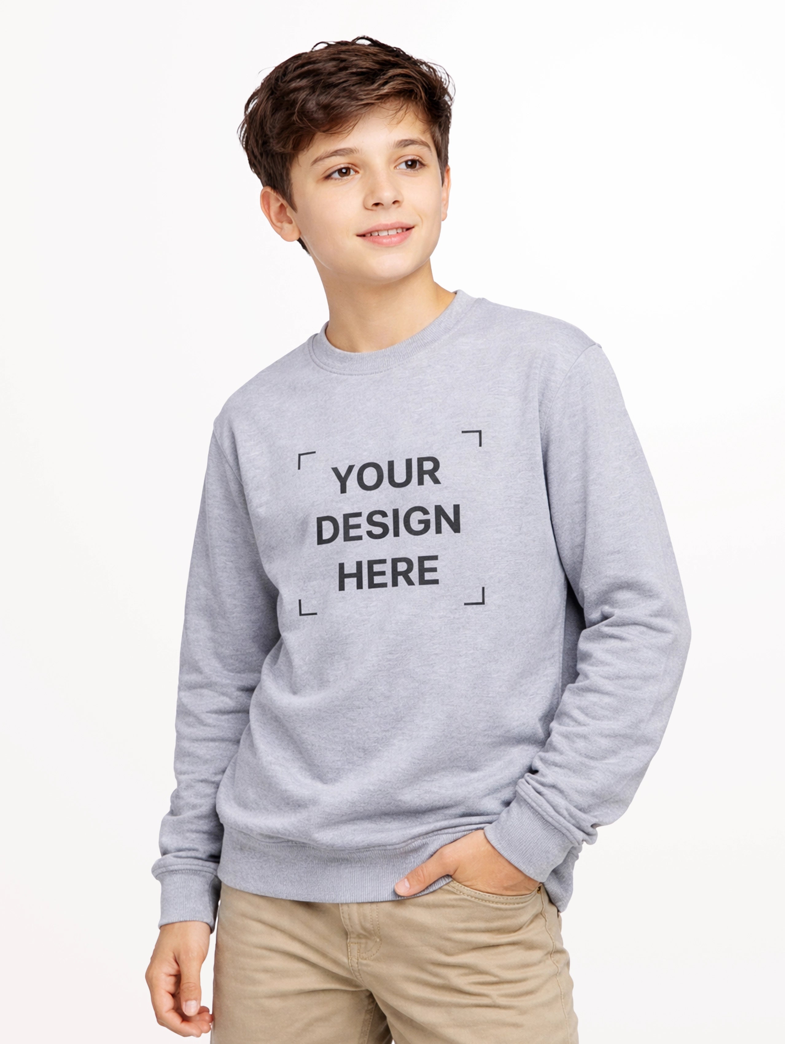 Junior's Cotton Sweatshirt - Grey Melange