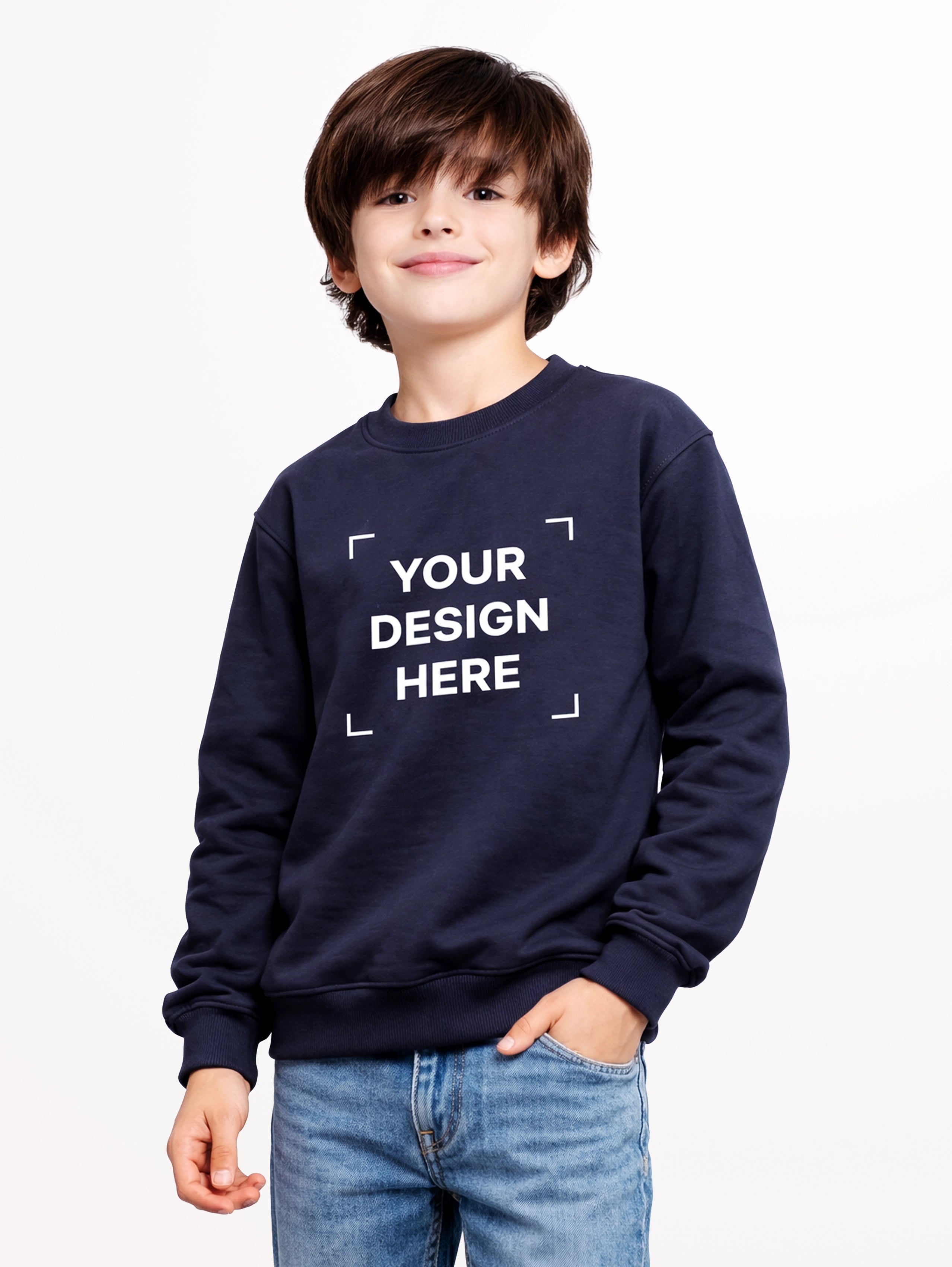 Junior's Cotton Sweatshirt - Navy