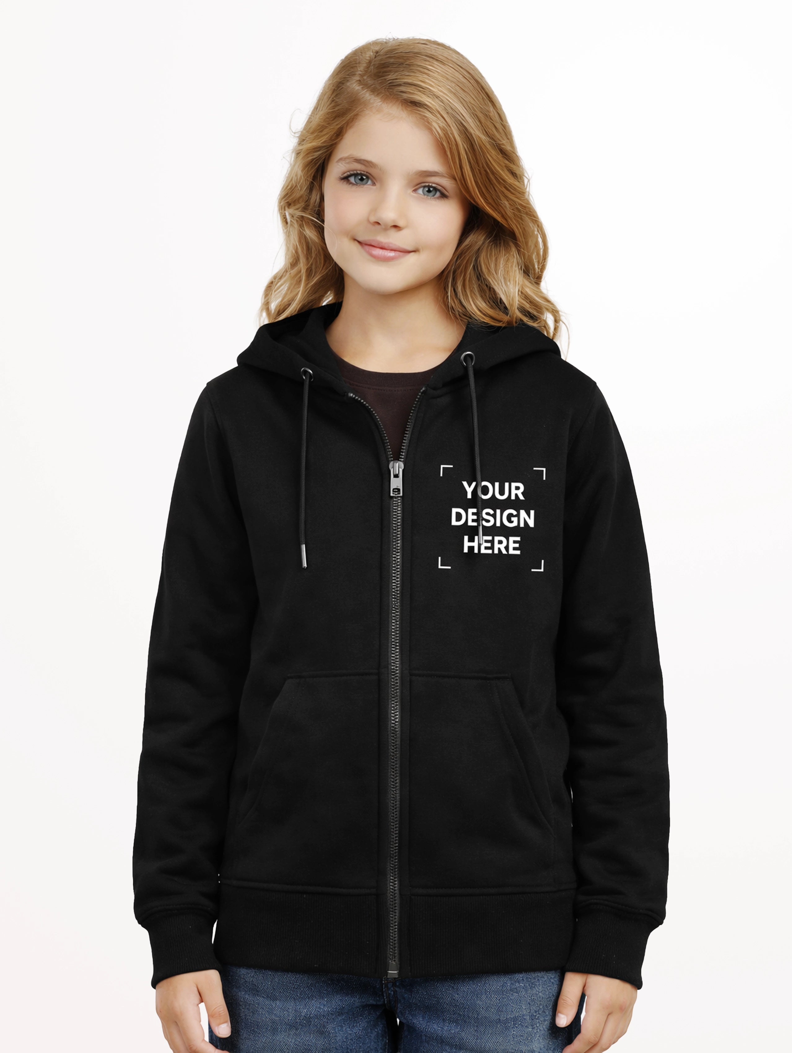 Junior's Cotton Zipper Hoodie - Black