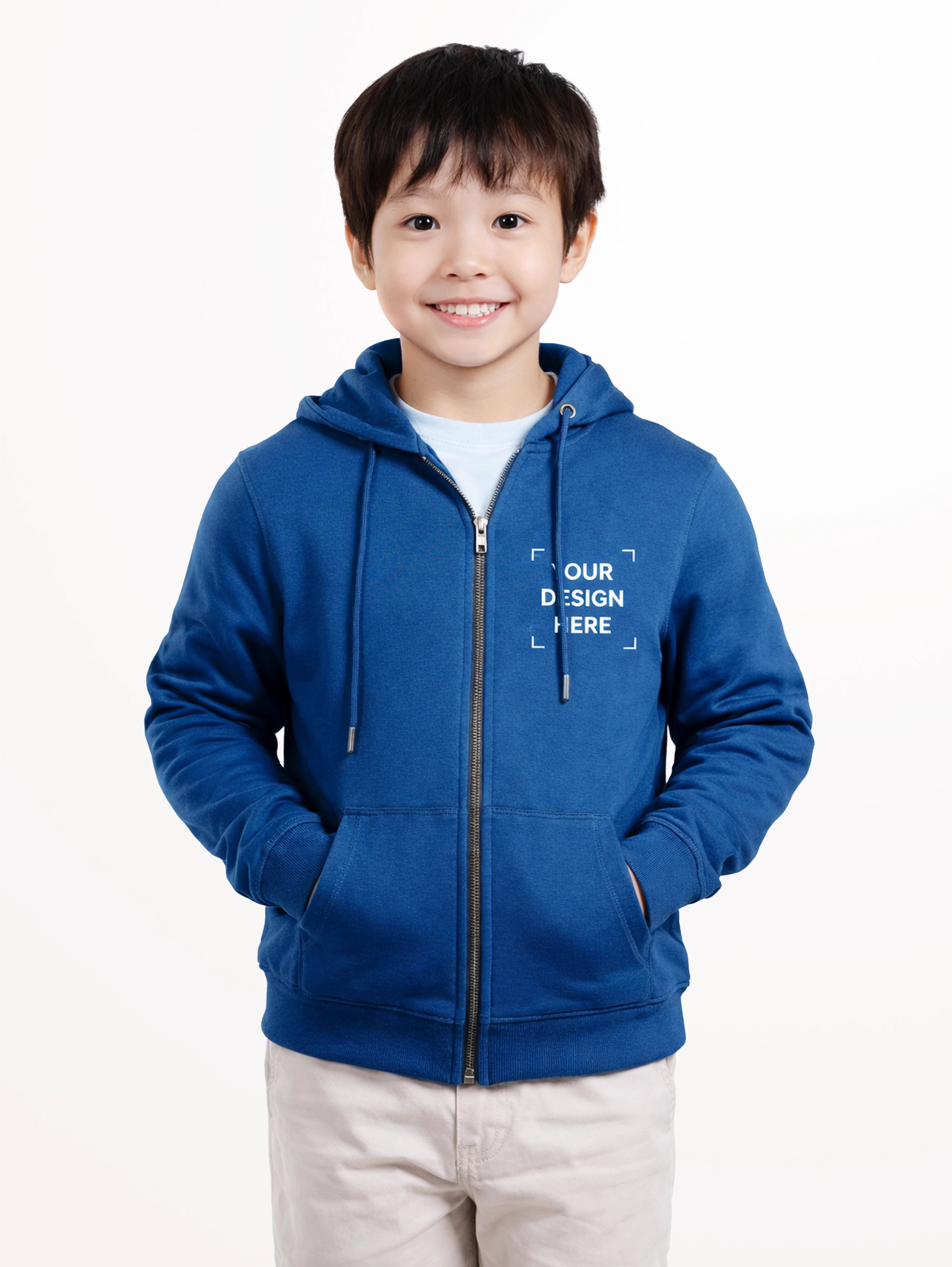 Junior's Cotton Zipper Hoodie - Diesel Blue
