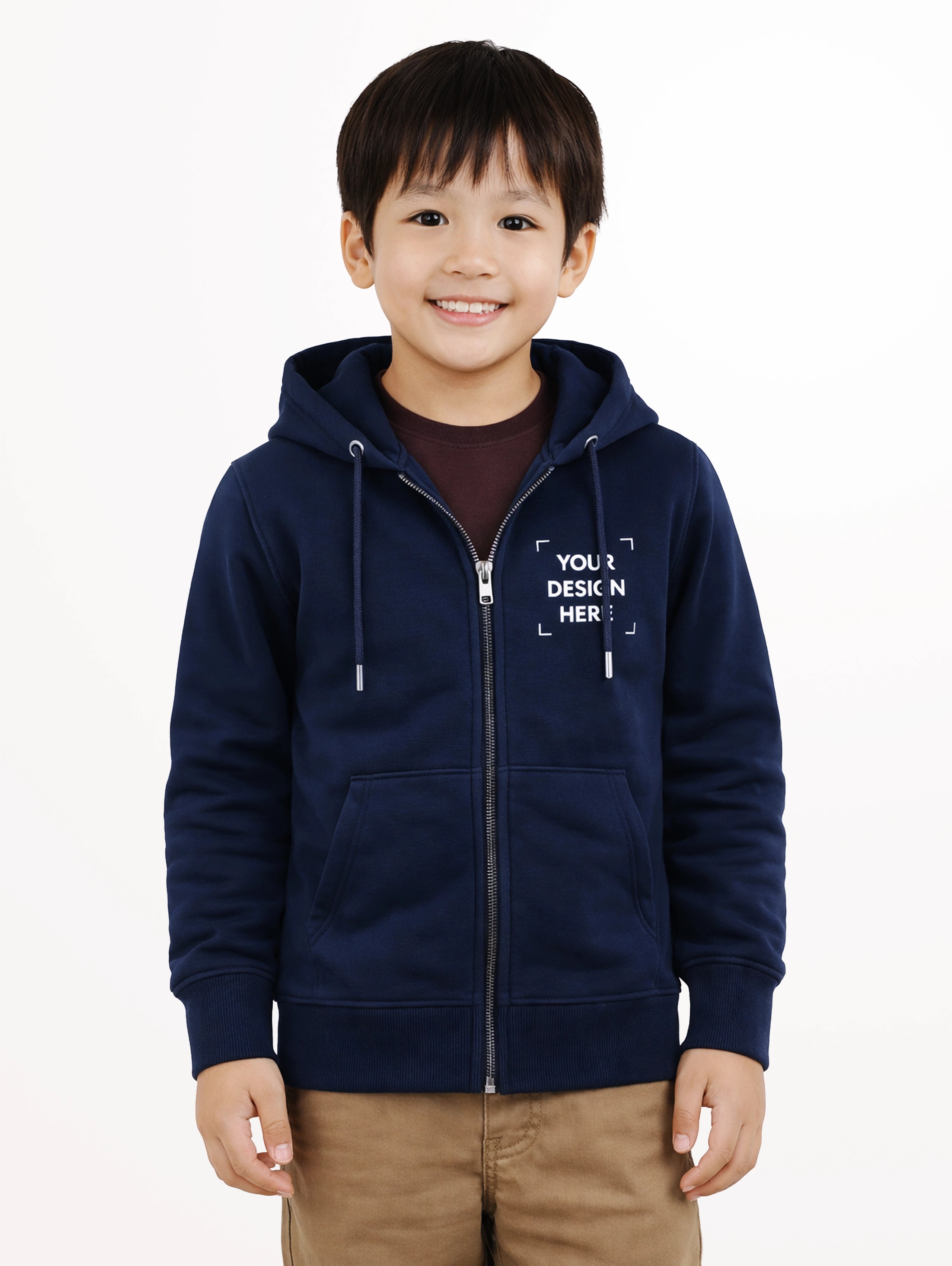 Junior's Cotton Zipper Hoodie - Navy