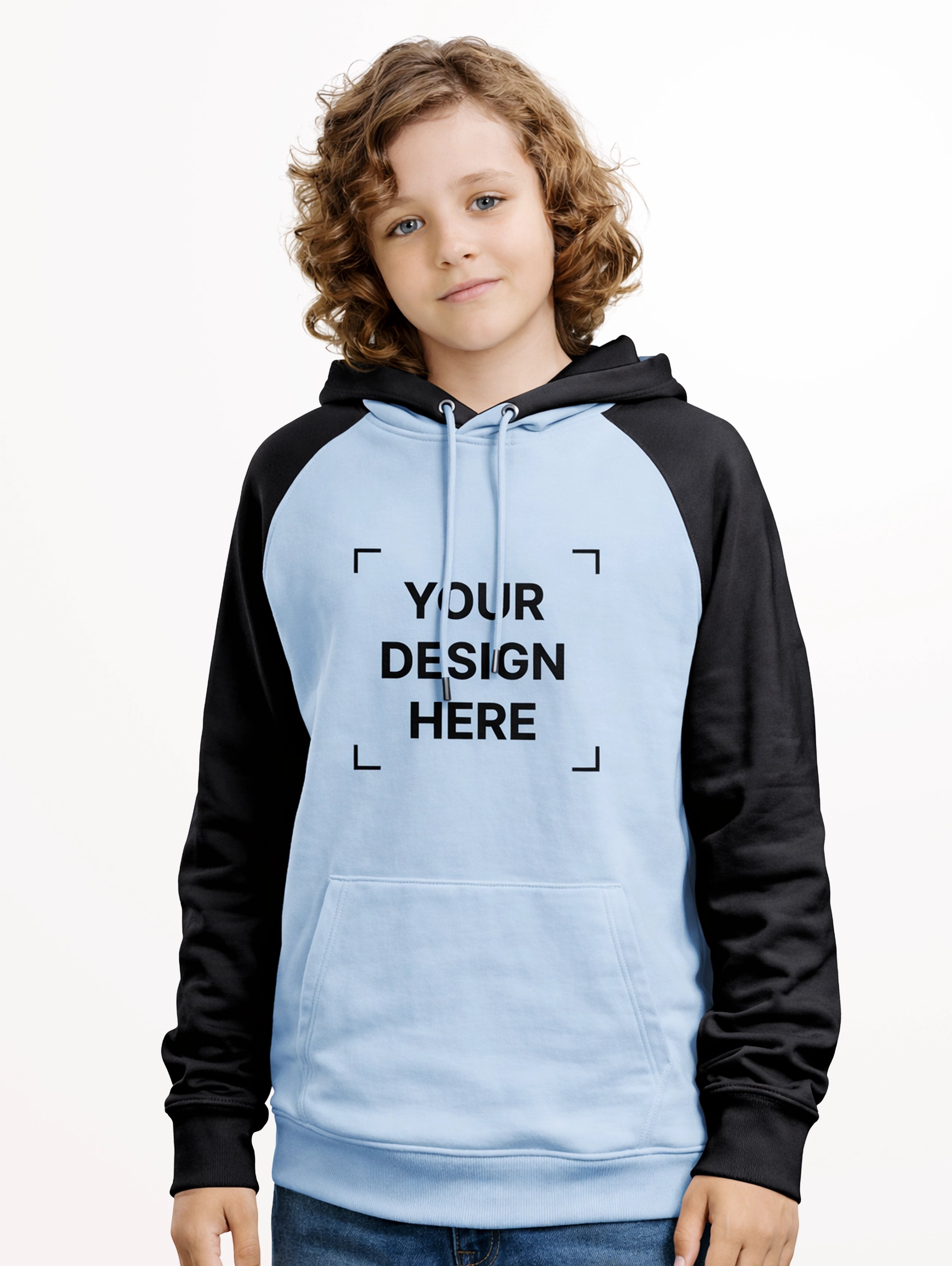 Junior's Raglan Sleeve Blend Oversized Pullover Hoodie - Sky Blue