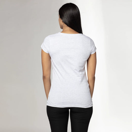 Light is like Water White Melange Printed T-Shirt for Women