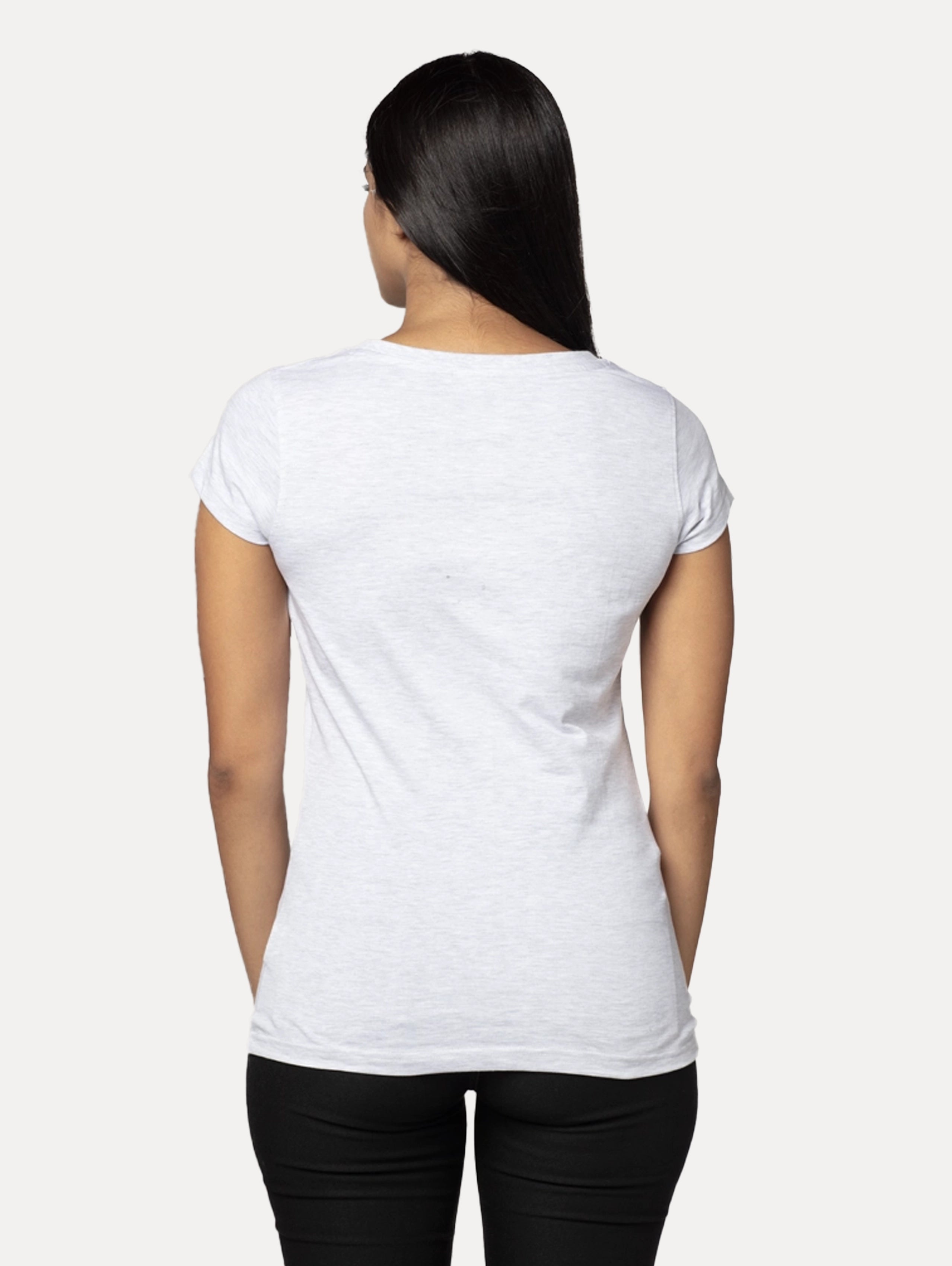 Light is like Water White Melange Printed T-Shirt for Women