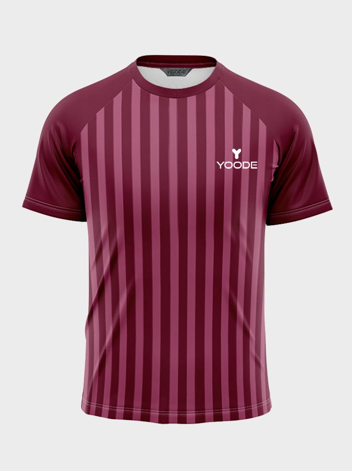 Maroon & White Striped Sports Jersey