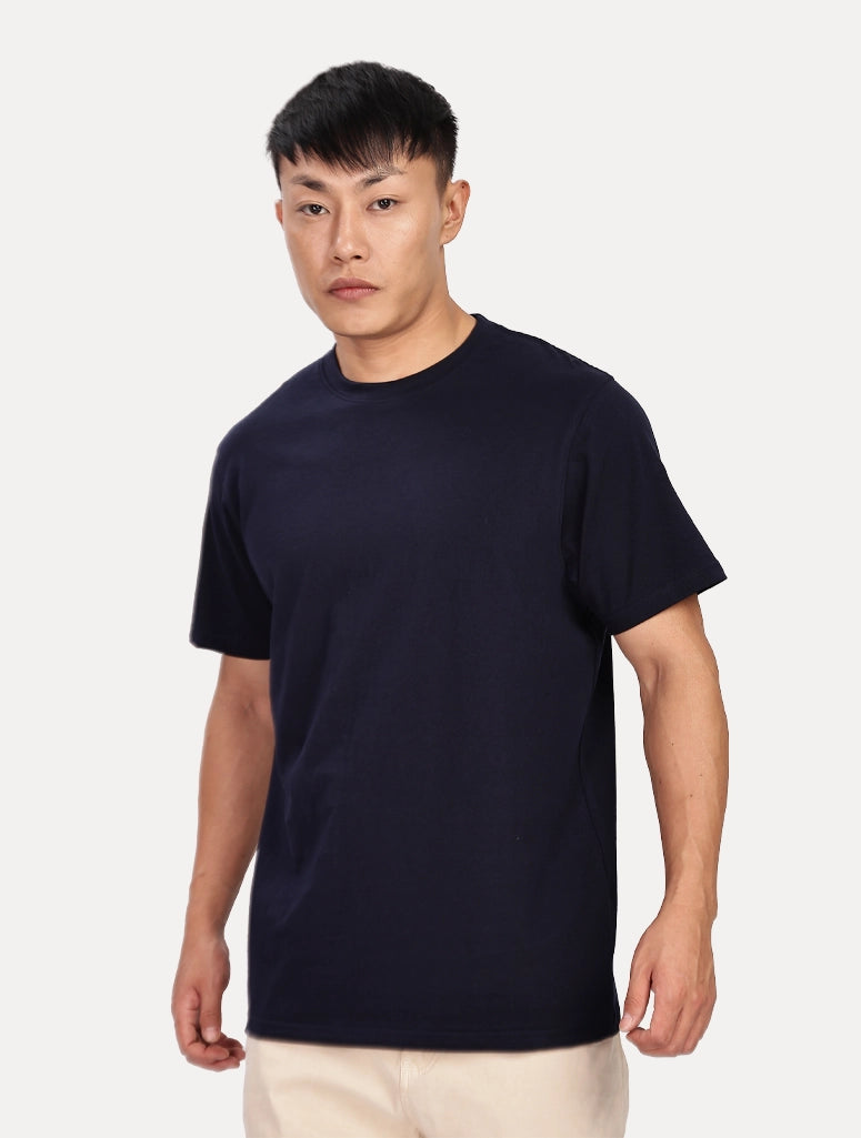 Custom Men’s Cotton Regular Fit Round Neck Half Sleeve T-Shirt - Navy