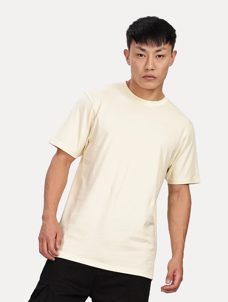 Custom Men’s Cotton Regular Fit Round Neck Half Sleeve T-Shirt - Off White