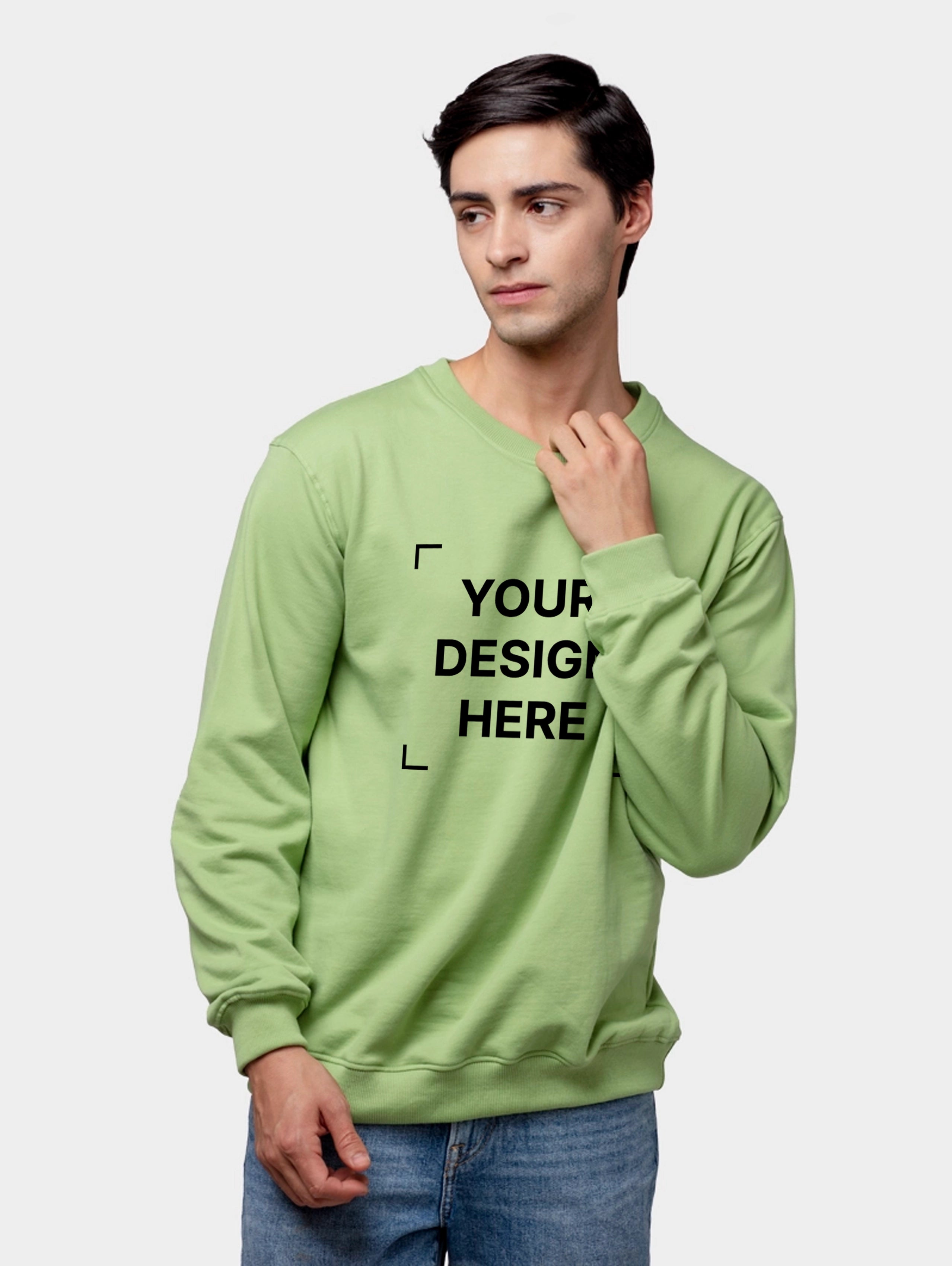 Men's Cotton Sweatshirt - Light Green