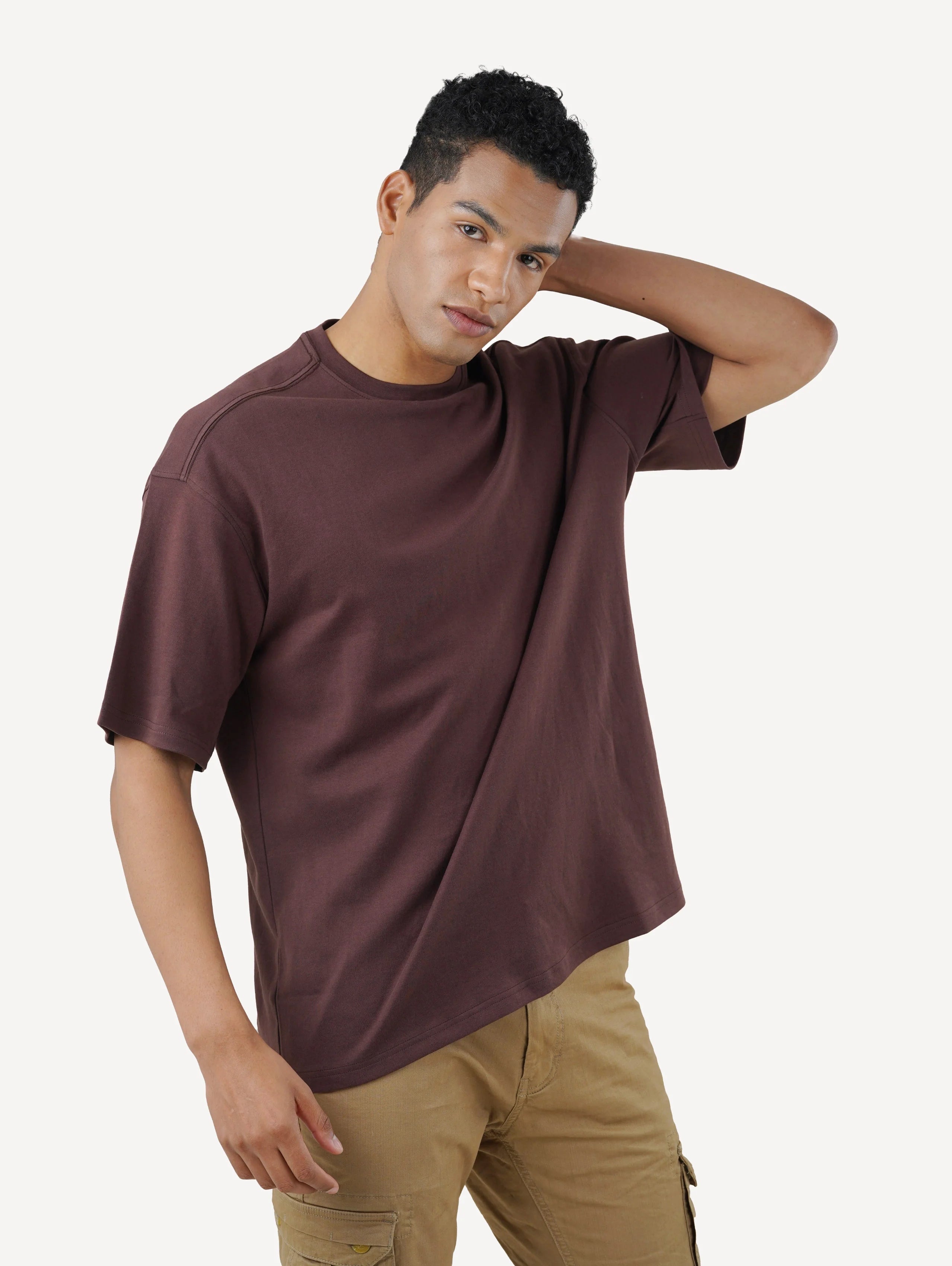 men oversized tees interlock brown yoode