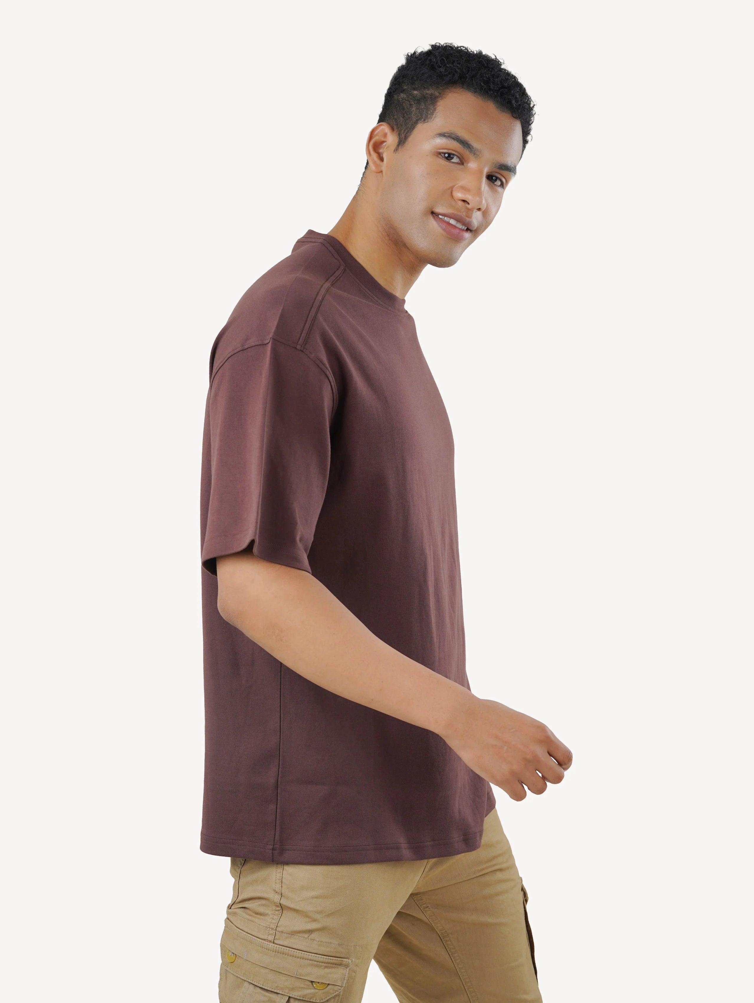 men oversized tees interlock brown yoode